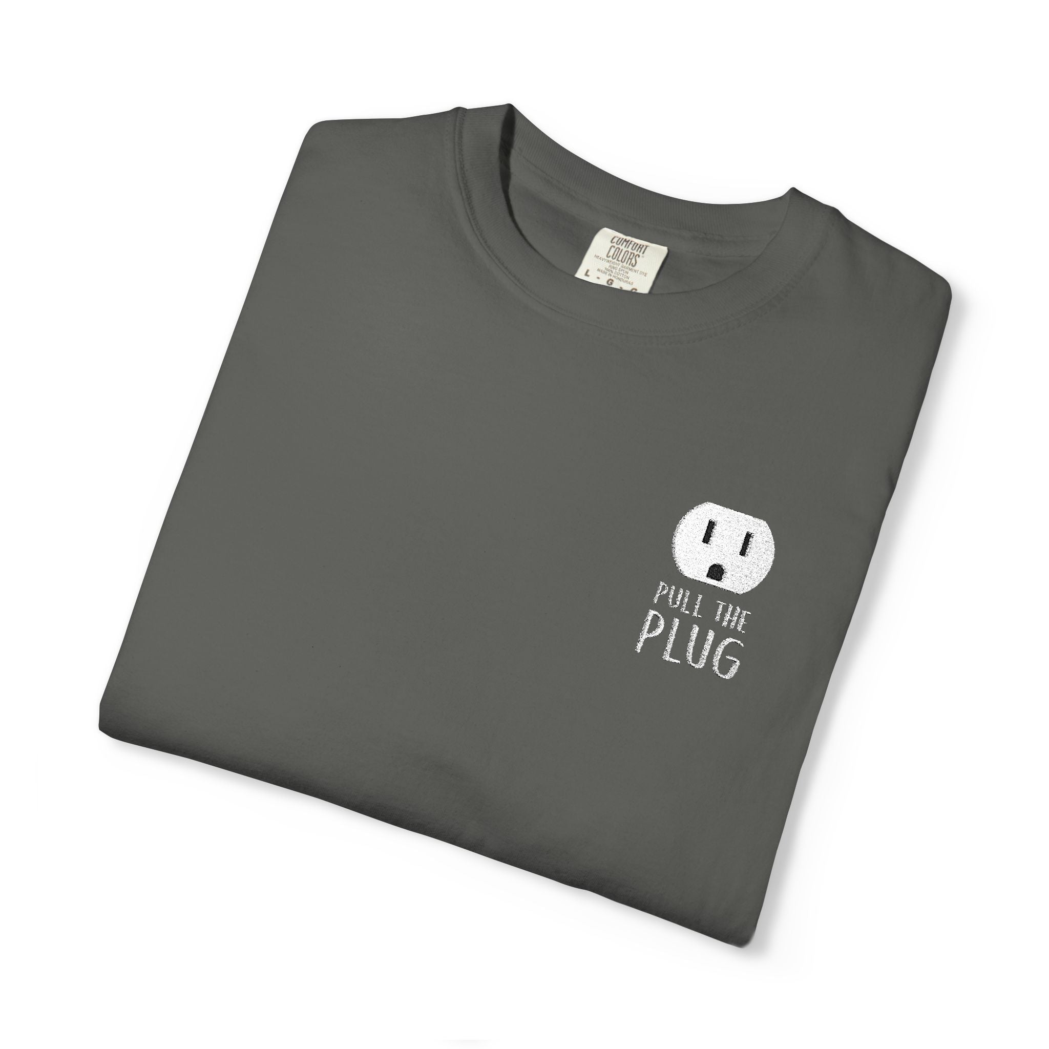 Pull The Plug Unisex T-shirt Pocket Design