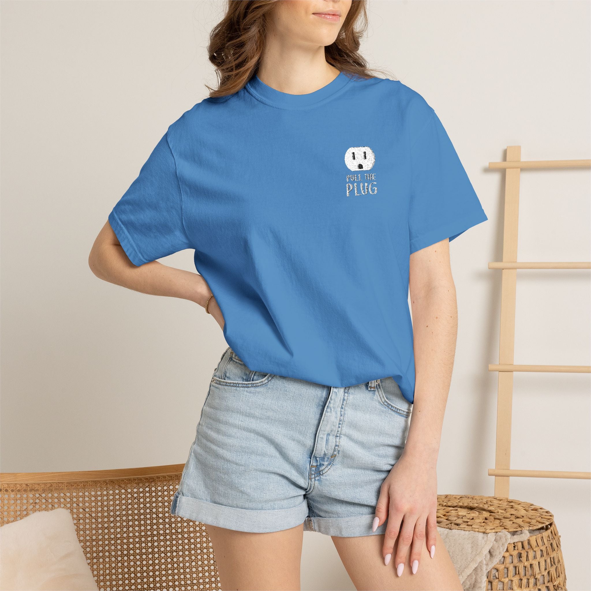 Pull The Plug Unisex T-shirt Pocket Design