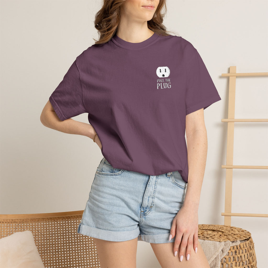 Pull The Plug Unisex T-shirt Pocket Design