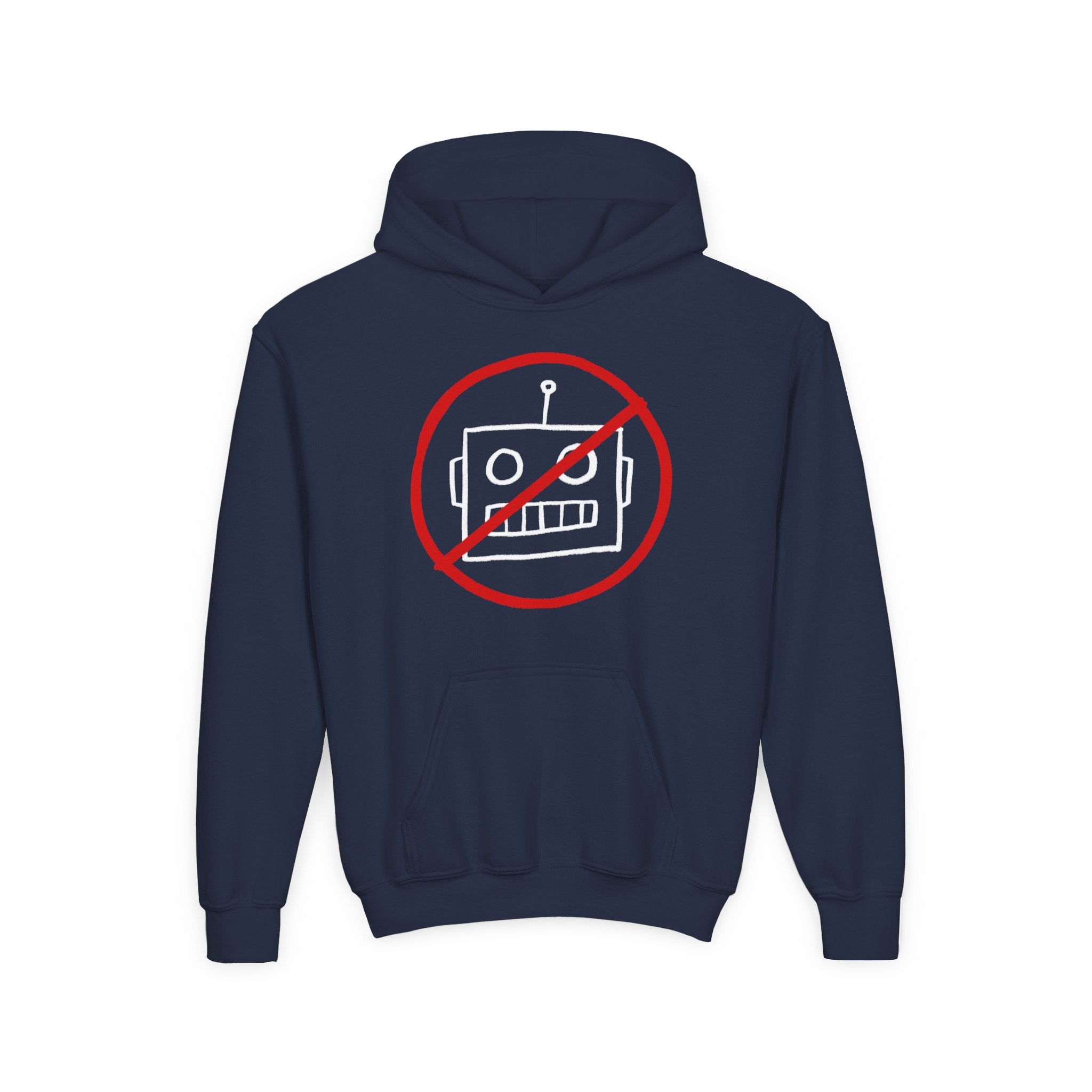 No AI Robot Youth Hooded Sweatshirt
