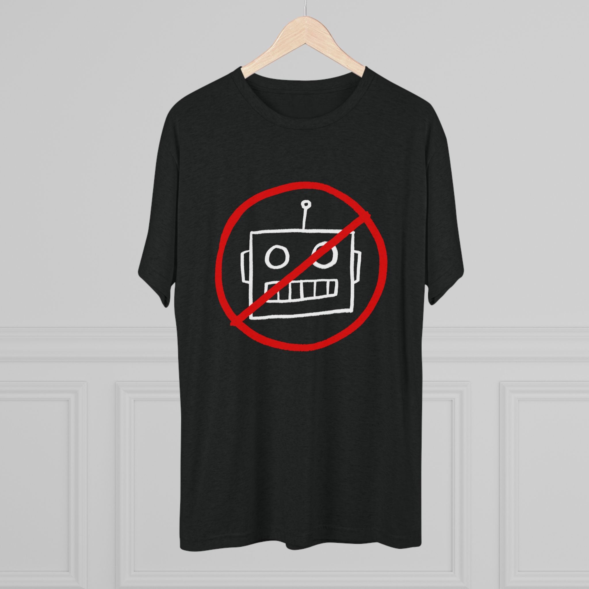 No AI Robot Unisex Tri-Blend Crew Tee