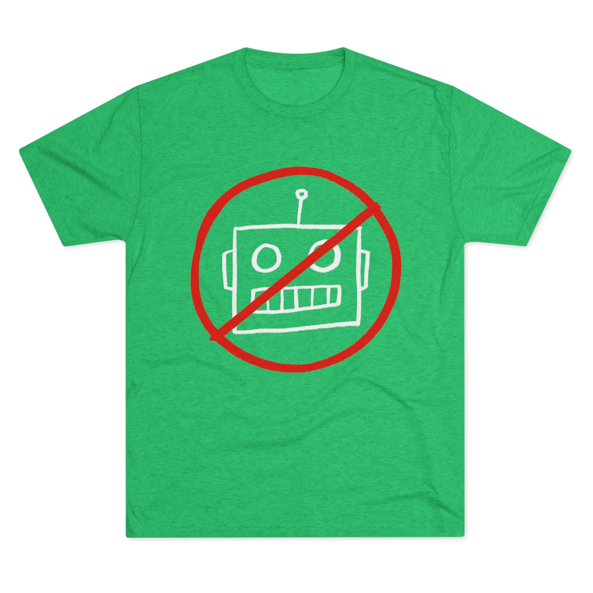 Unisex No AI Robot Tri-Blend Crew Tee