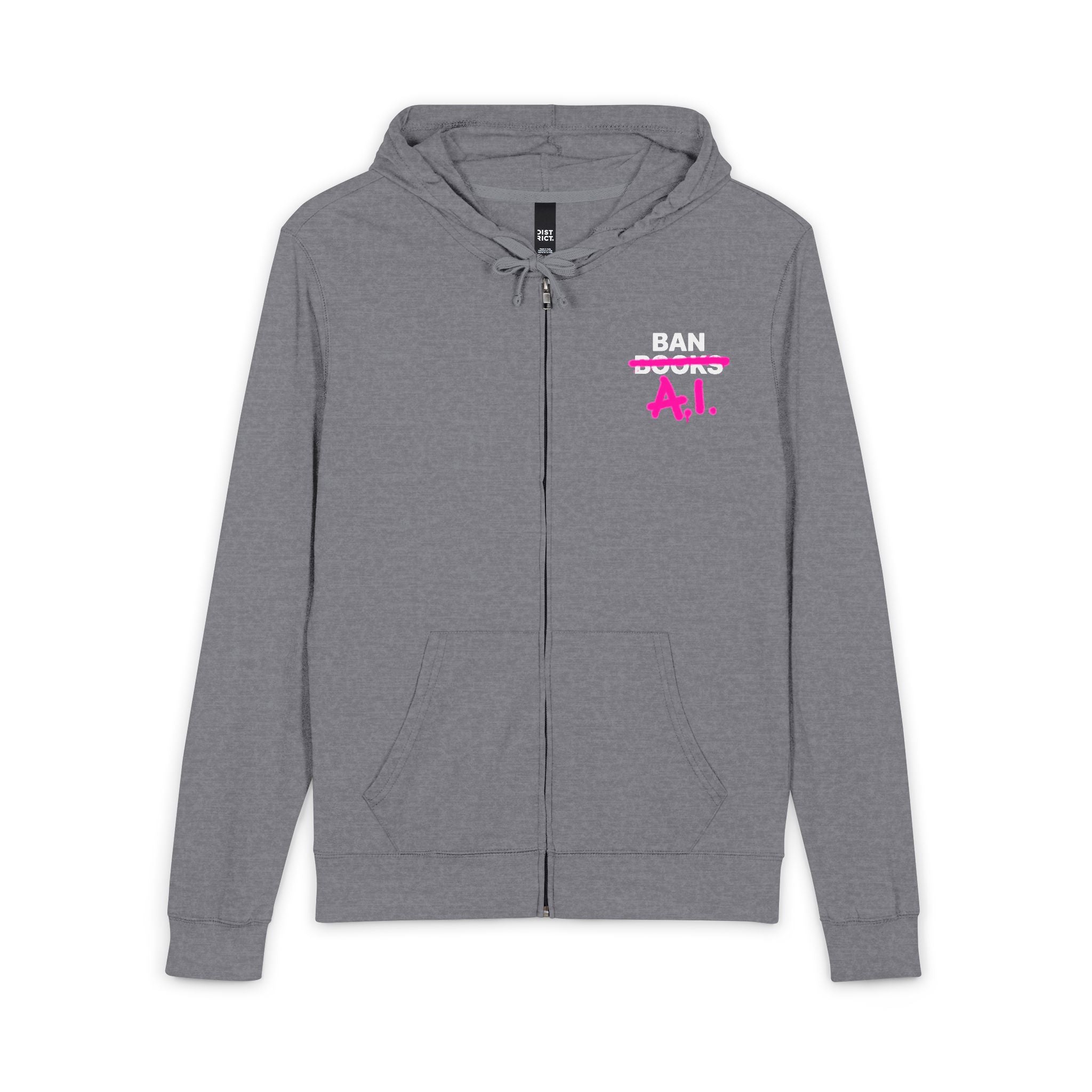 Ban AI Not Books Unisex Jersey Full-Zip Hoodie