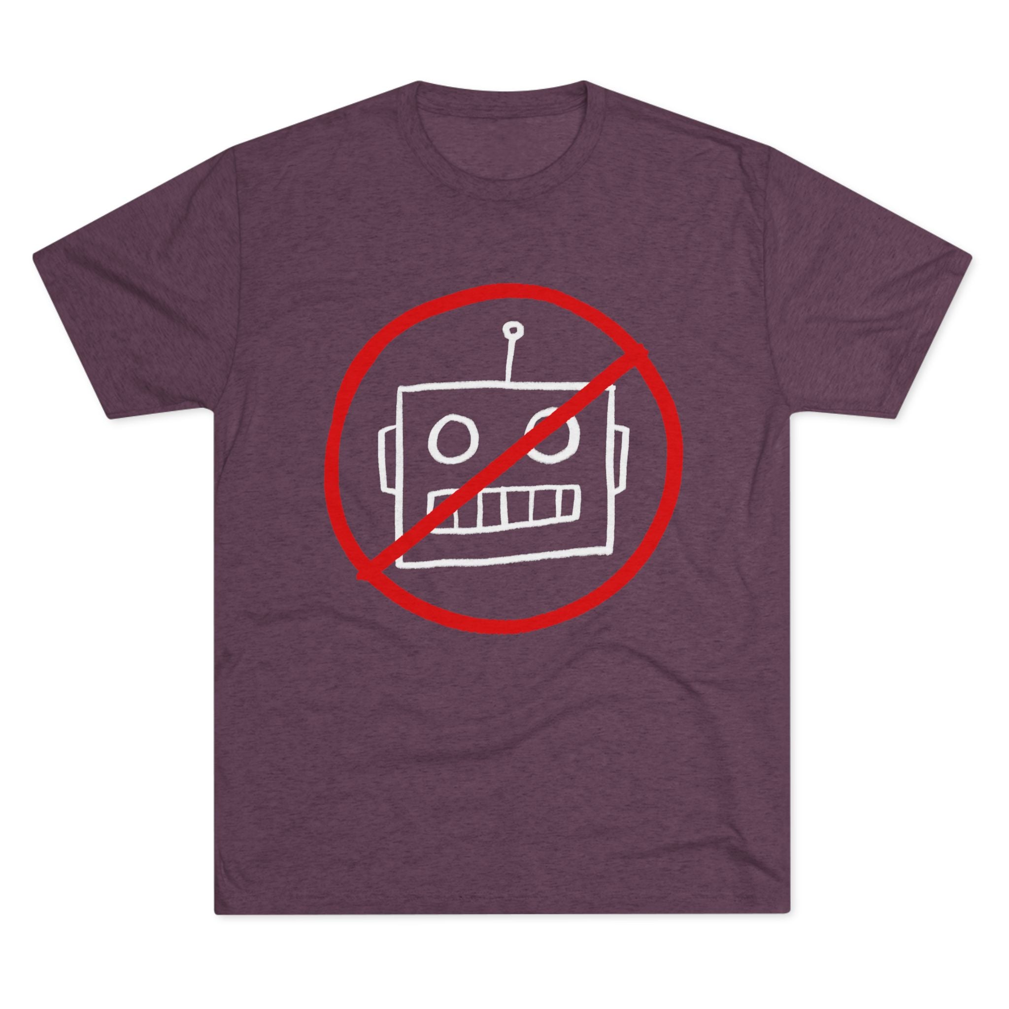 Unisex No AI Robot Tri-Blend Crew Tee