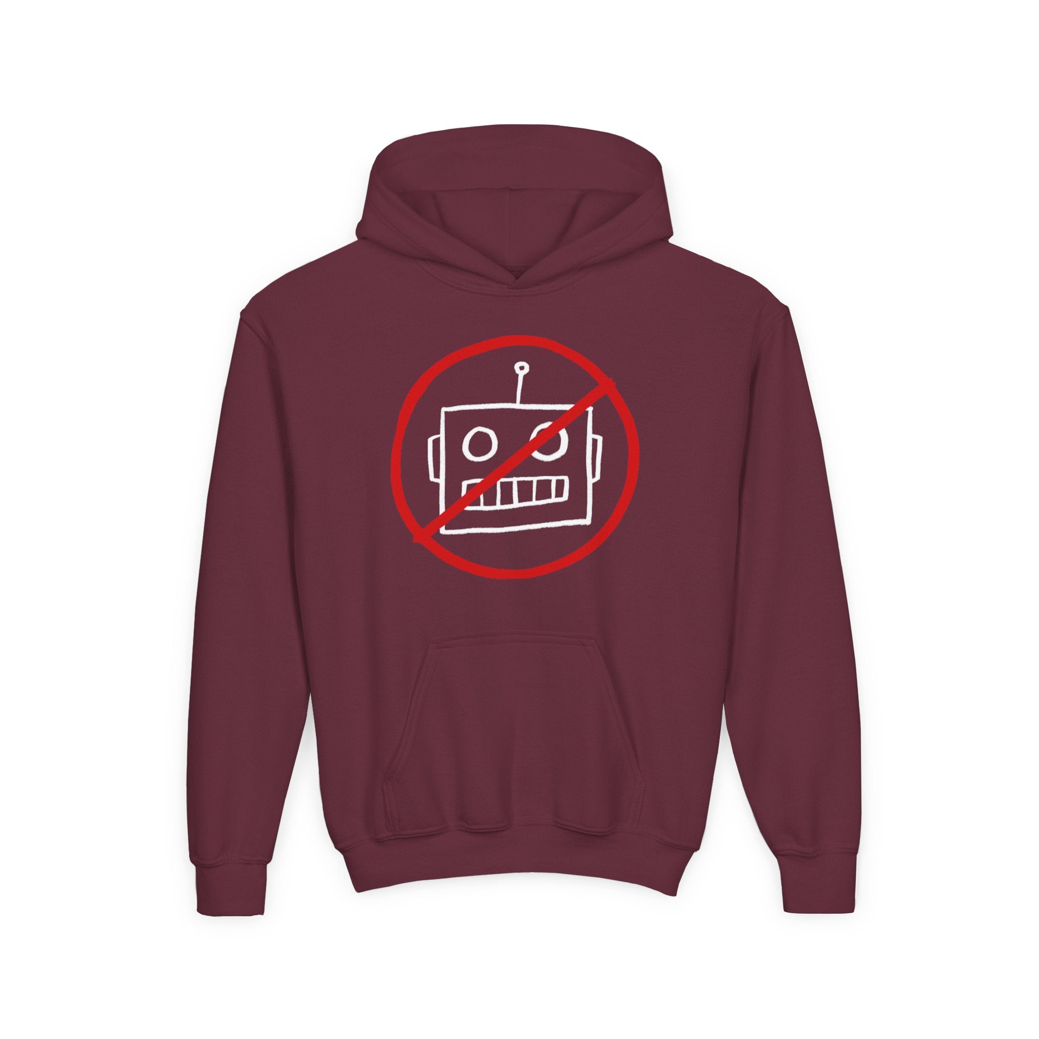 No AI Robot Youth Hooded Sweatshirt