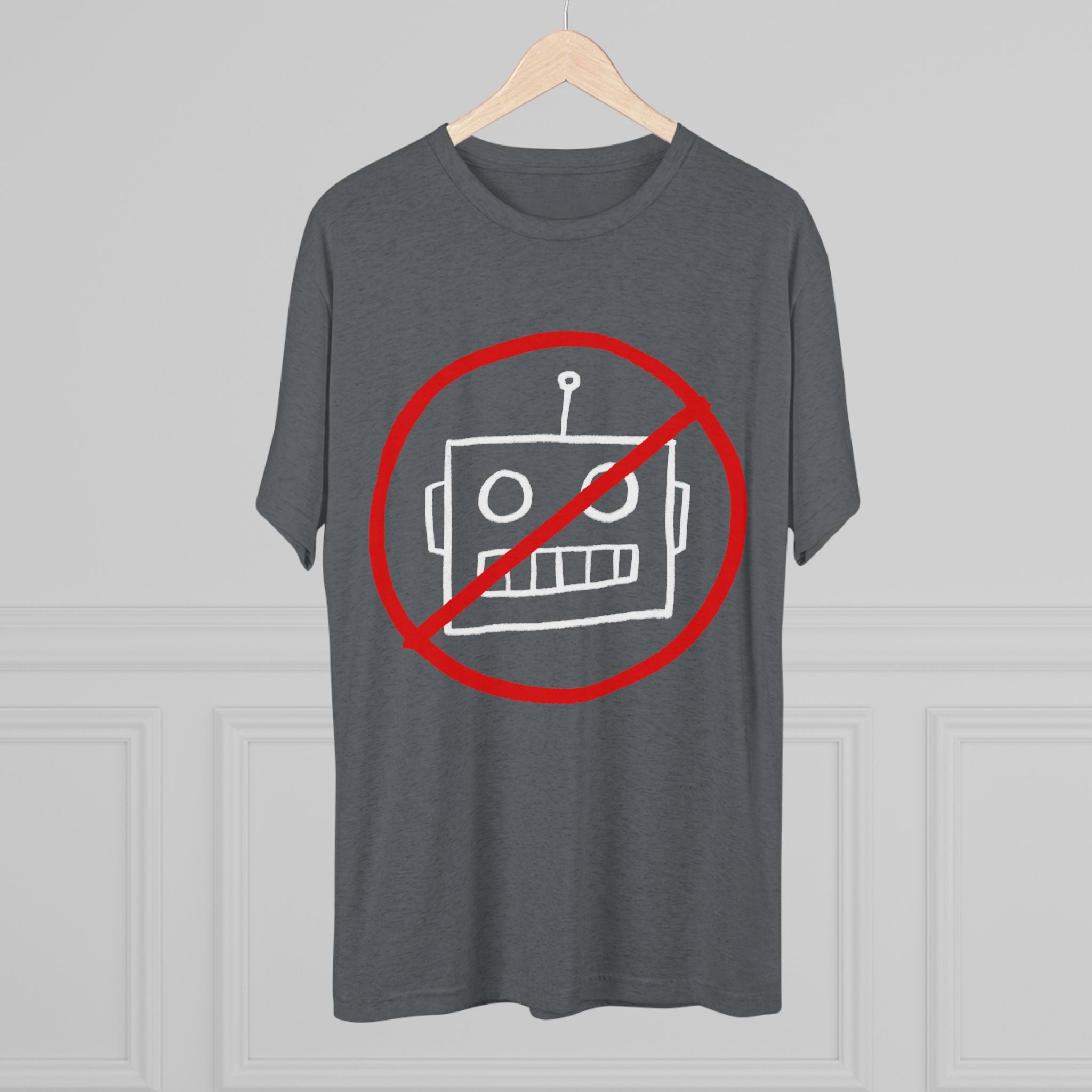 Unisex No AI Robot Tri-Blend Crew Tee