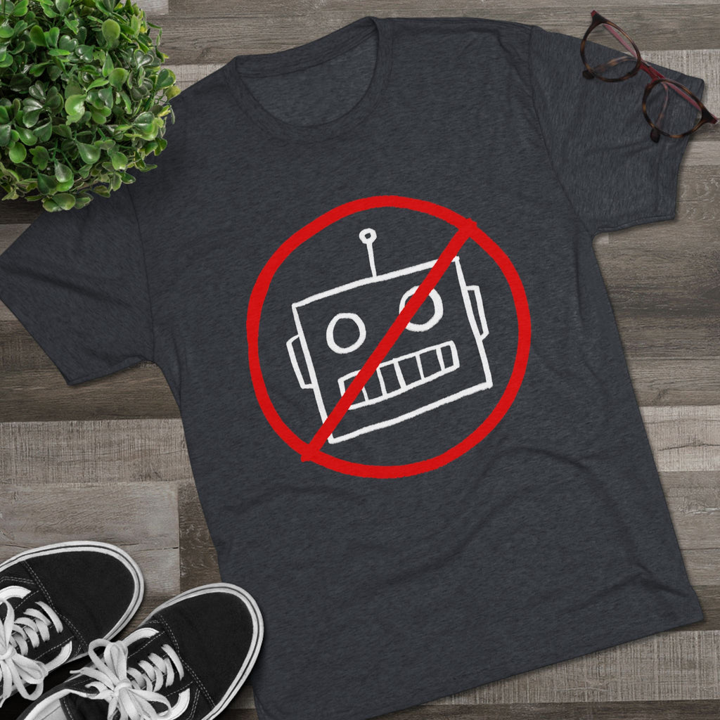 Unisex No AI Robot Tri-Blend Crew Tee