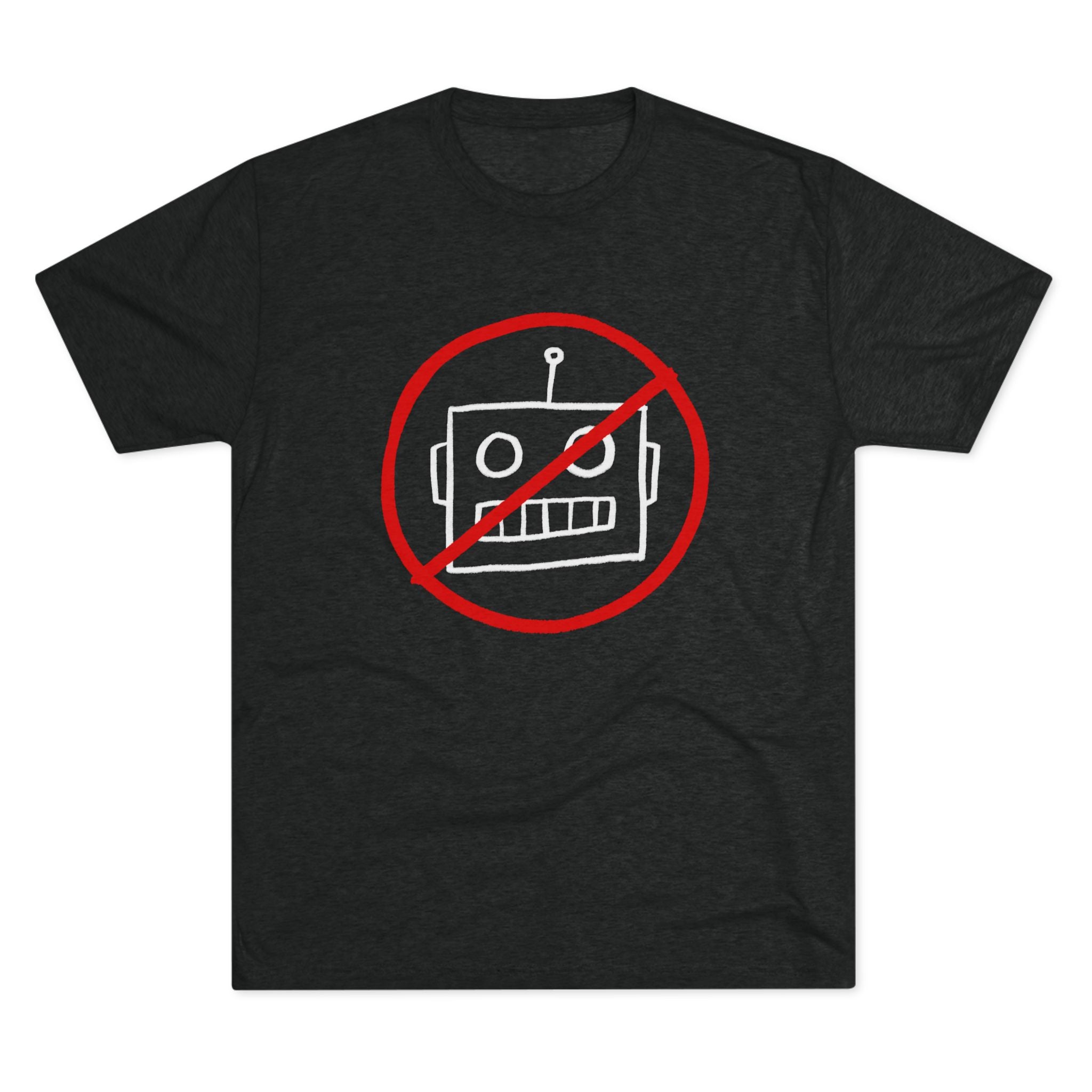 No AI Robot Unisex Tri-Blend Crew Tee