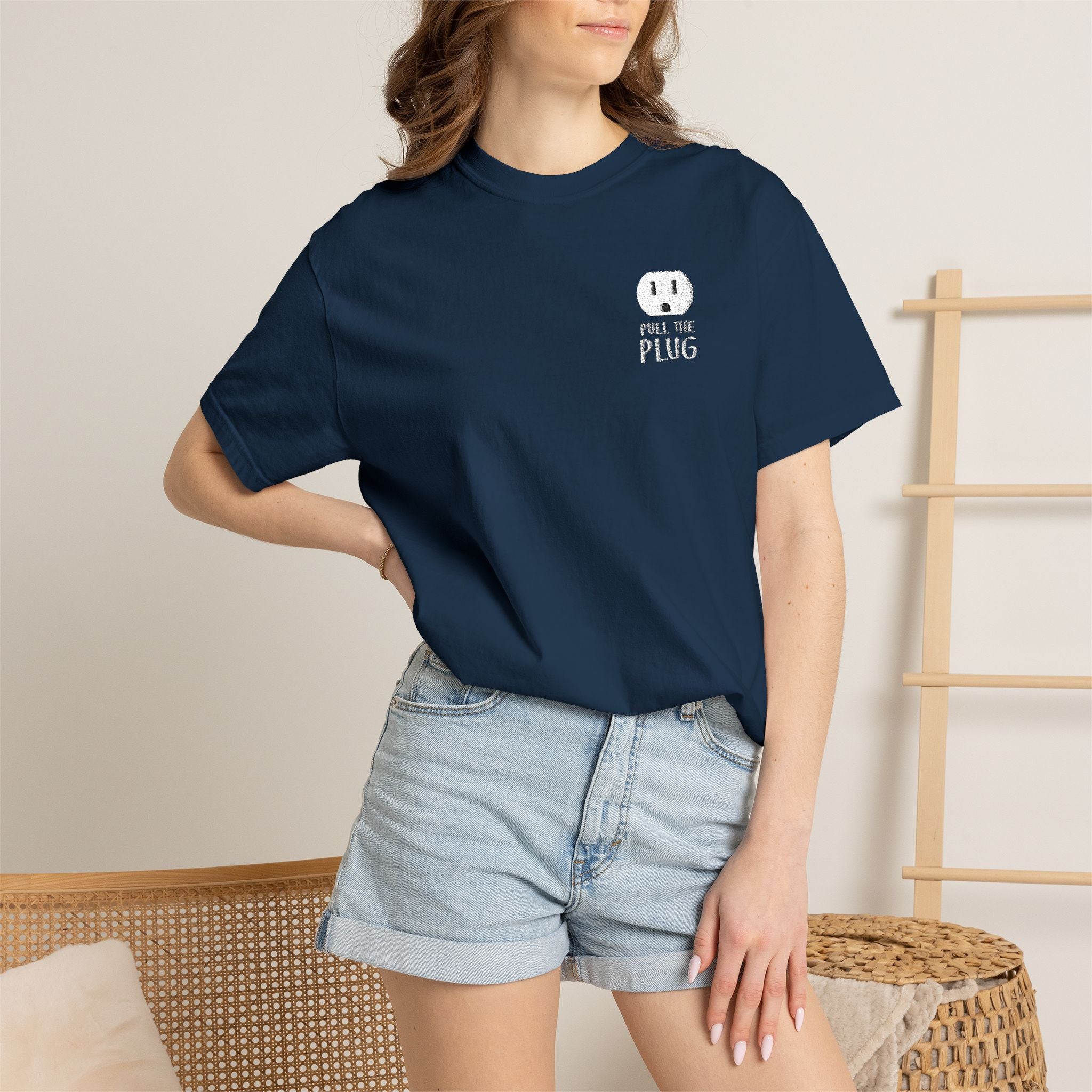Pull The Plug Unisex T-shirt Pocket Design