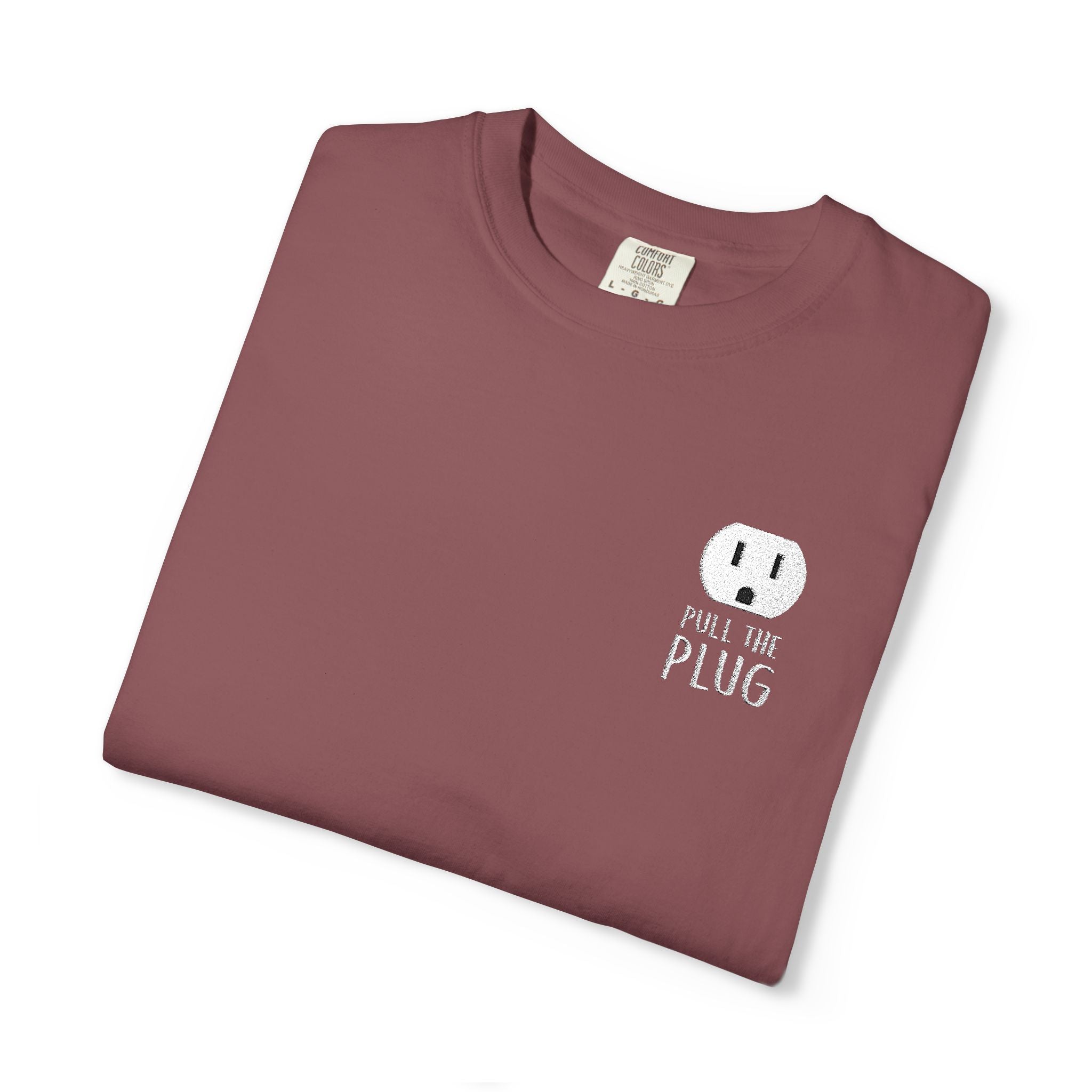 Pull The Plug Unisex T-shirt Pocket Design