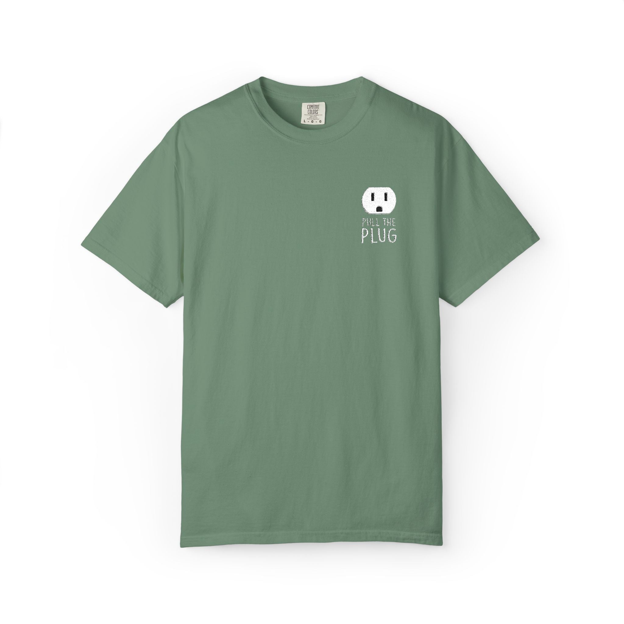 Pull The Plug Unisex T-shirt Pocket Design