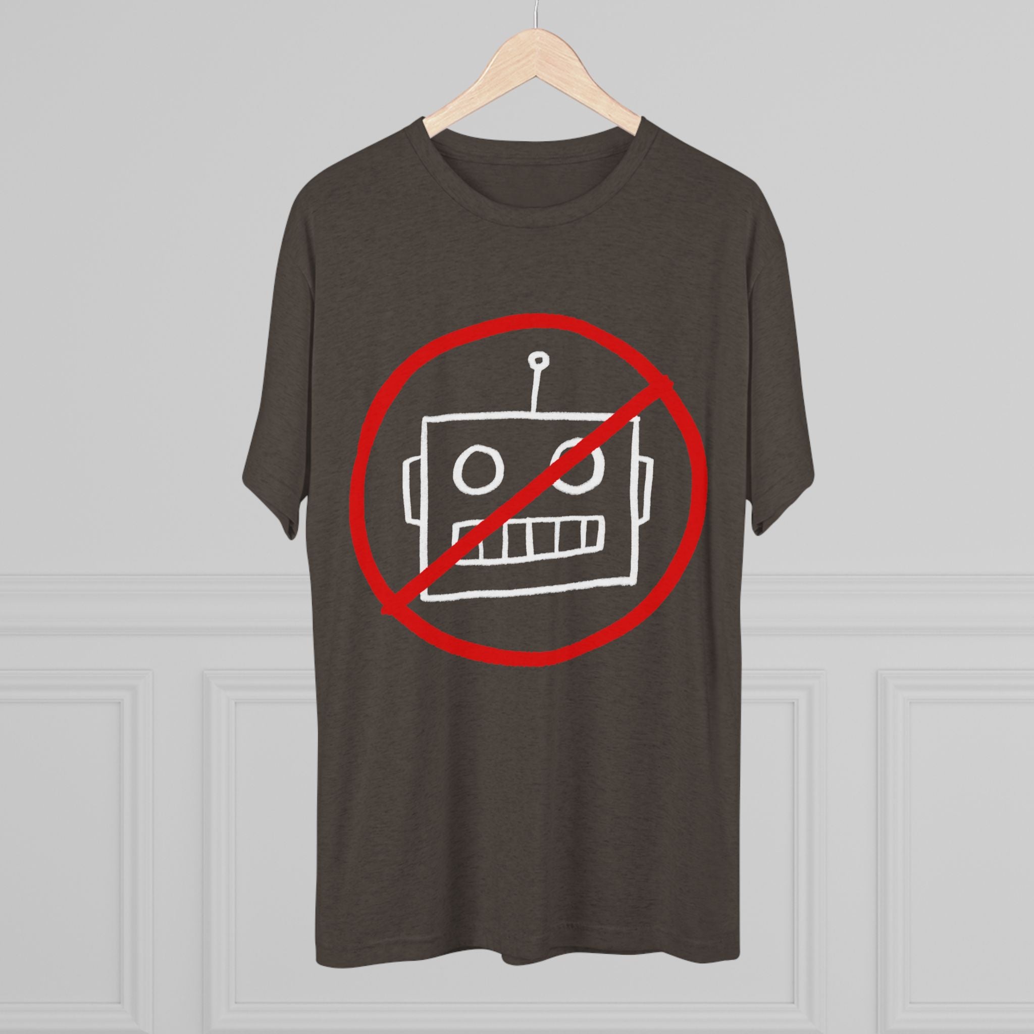 Unisex No AI Robot Tri-Blend Crew Tee
