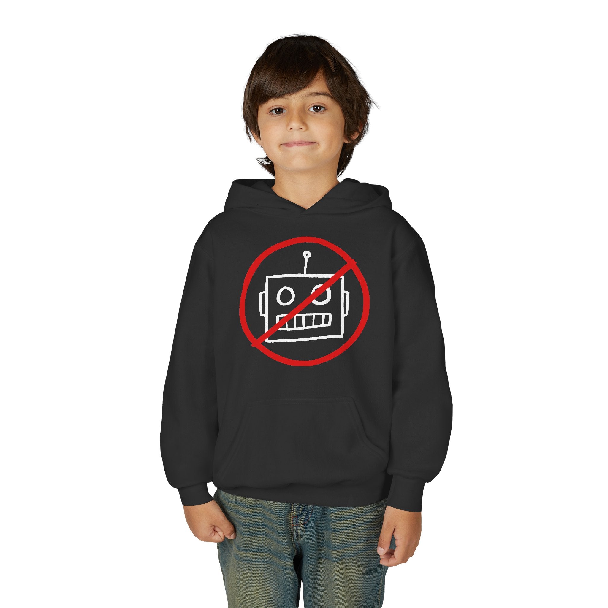 No AI Robot Youth Hooded Sweatshirt
