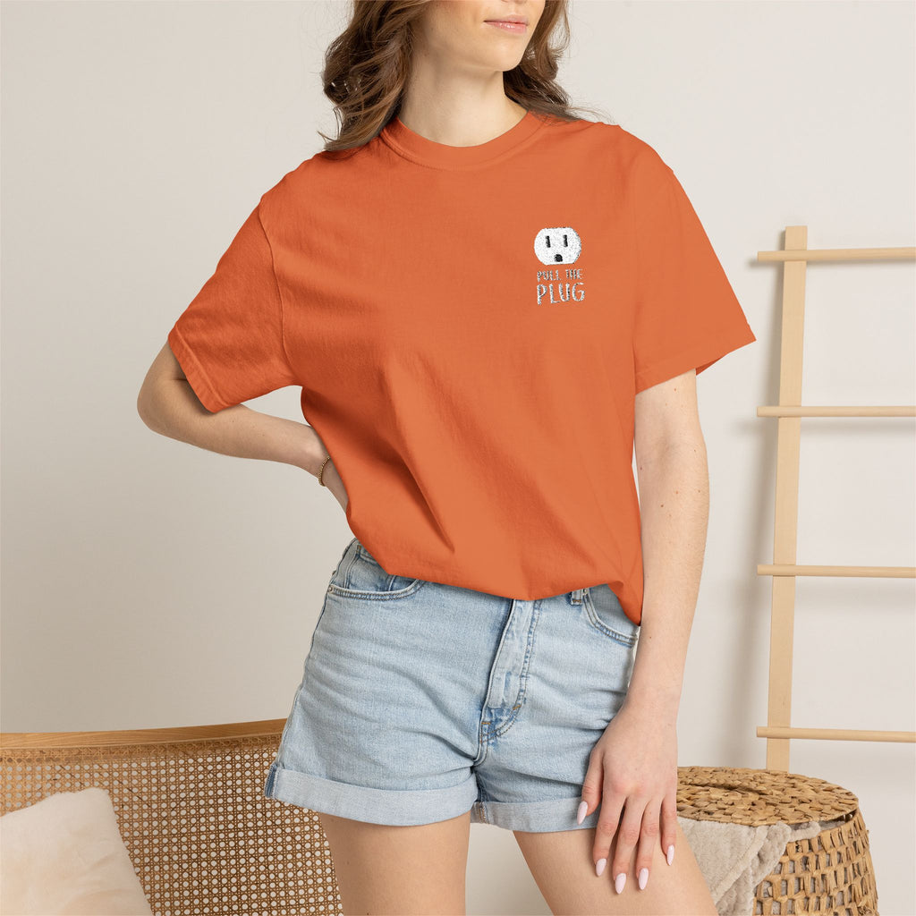 Pull The Plug Unisex T-shirt Pocket Design