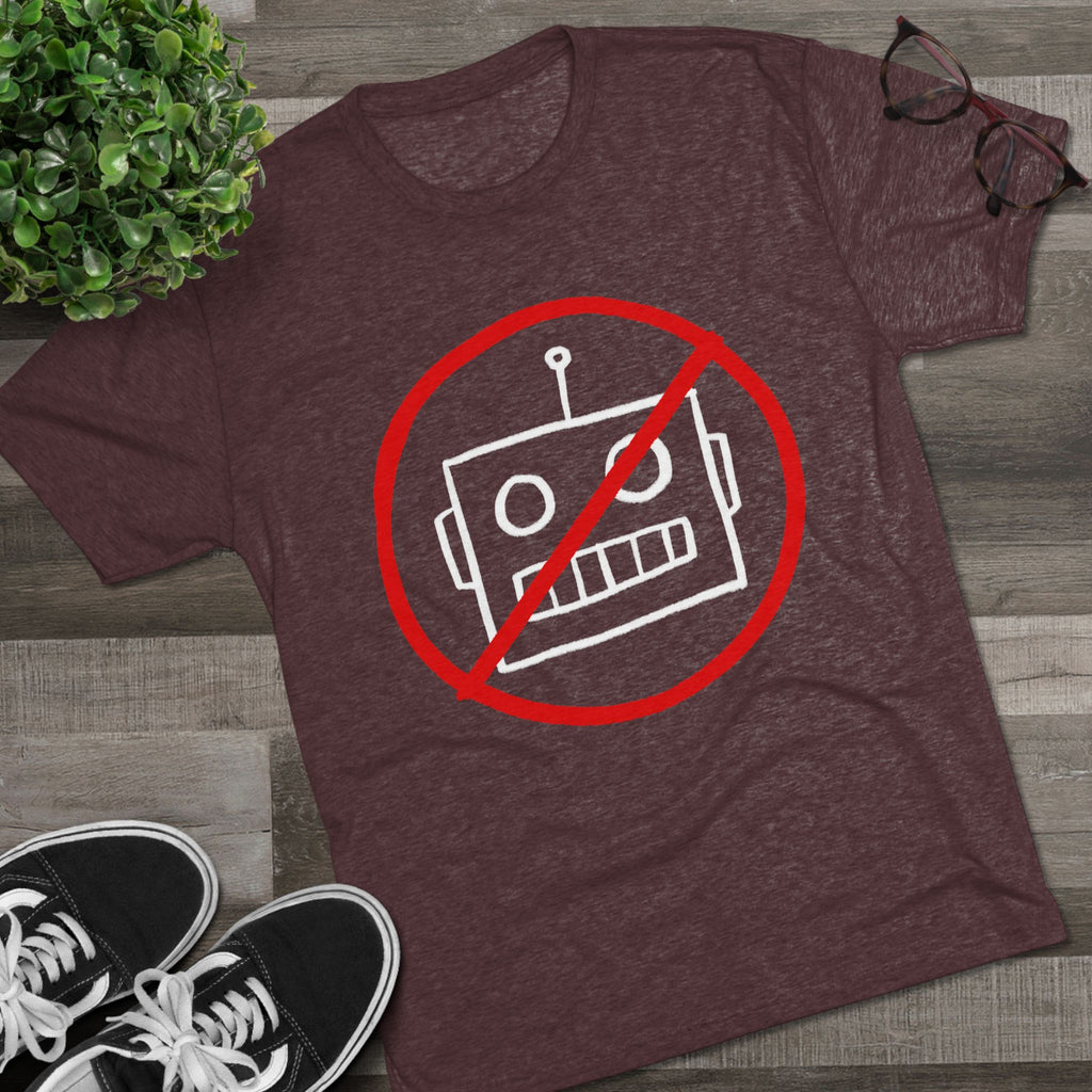 Unisex No AI Robot Tri-Blend Crew Tee