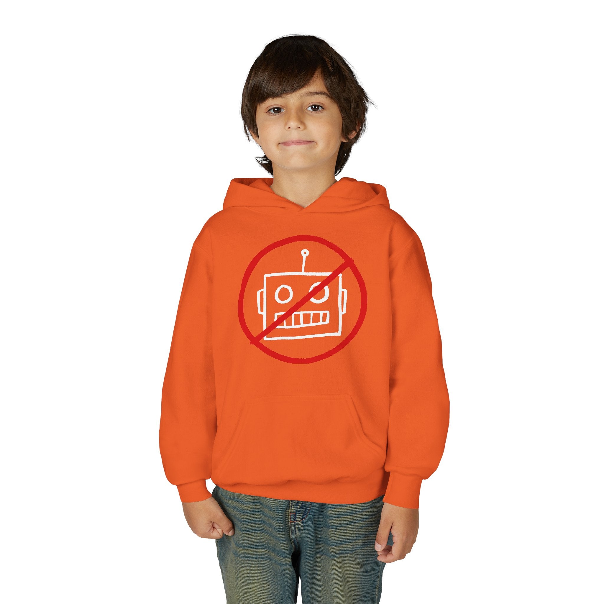 No AI Robot Youth Hooded Sweatshirt