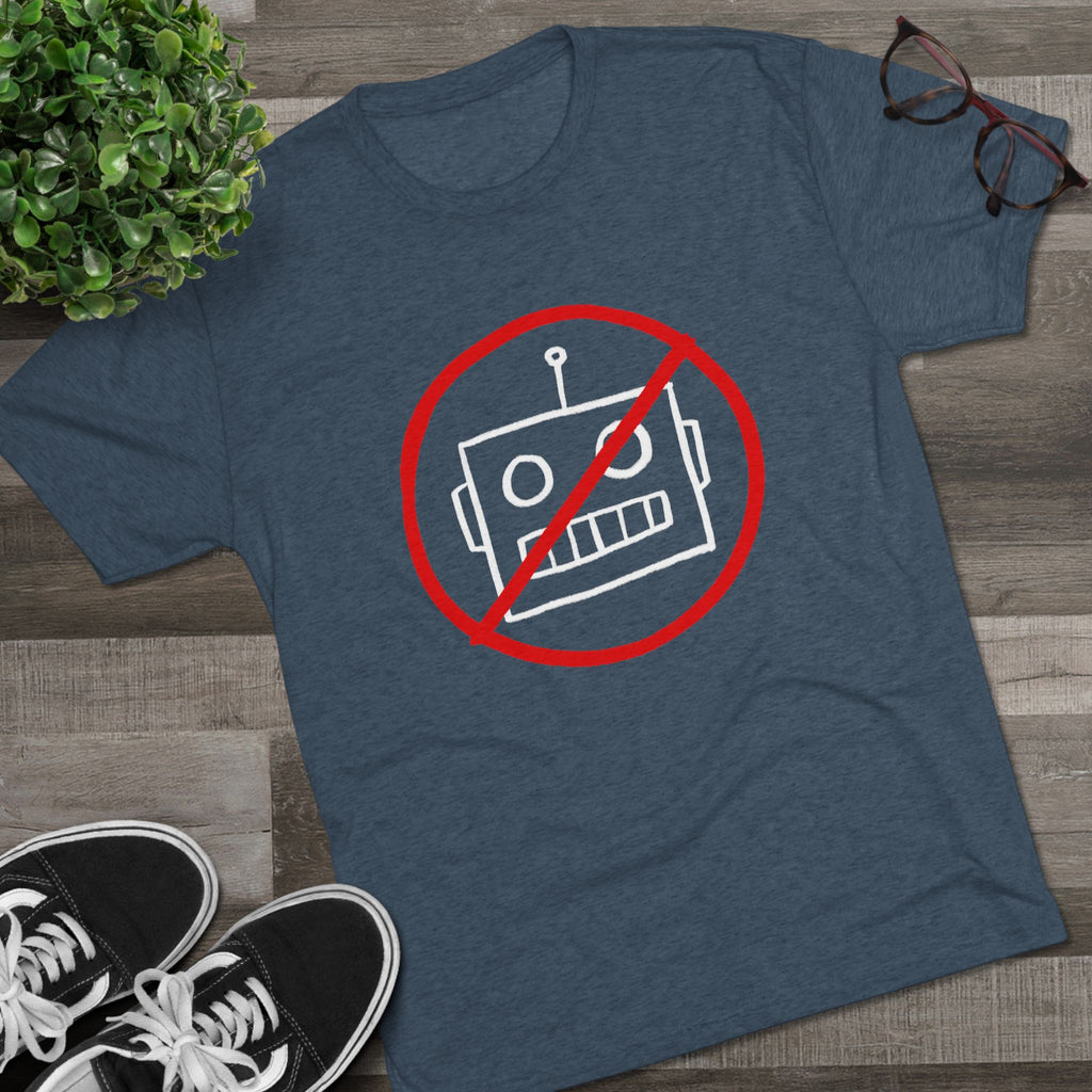 No AI Robot Unisex Tri-Blend Crew Tee