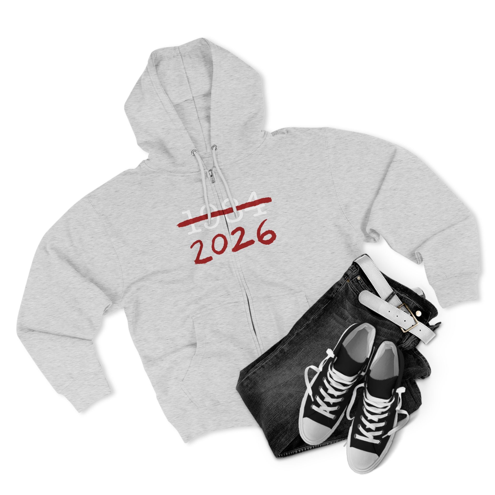 Anti Surveillance AI 1984 2026 Unisex Zip Hoodie