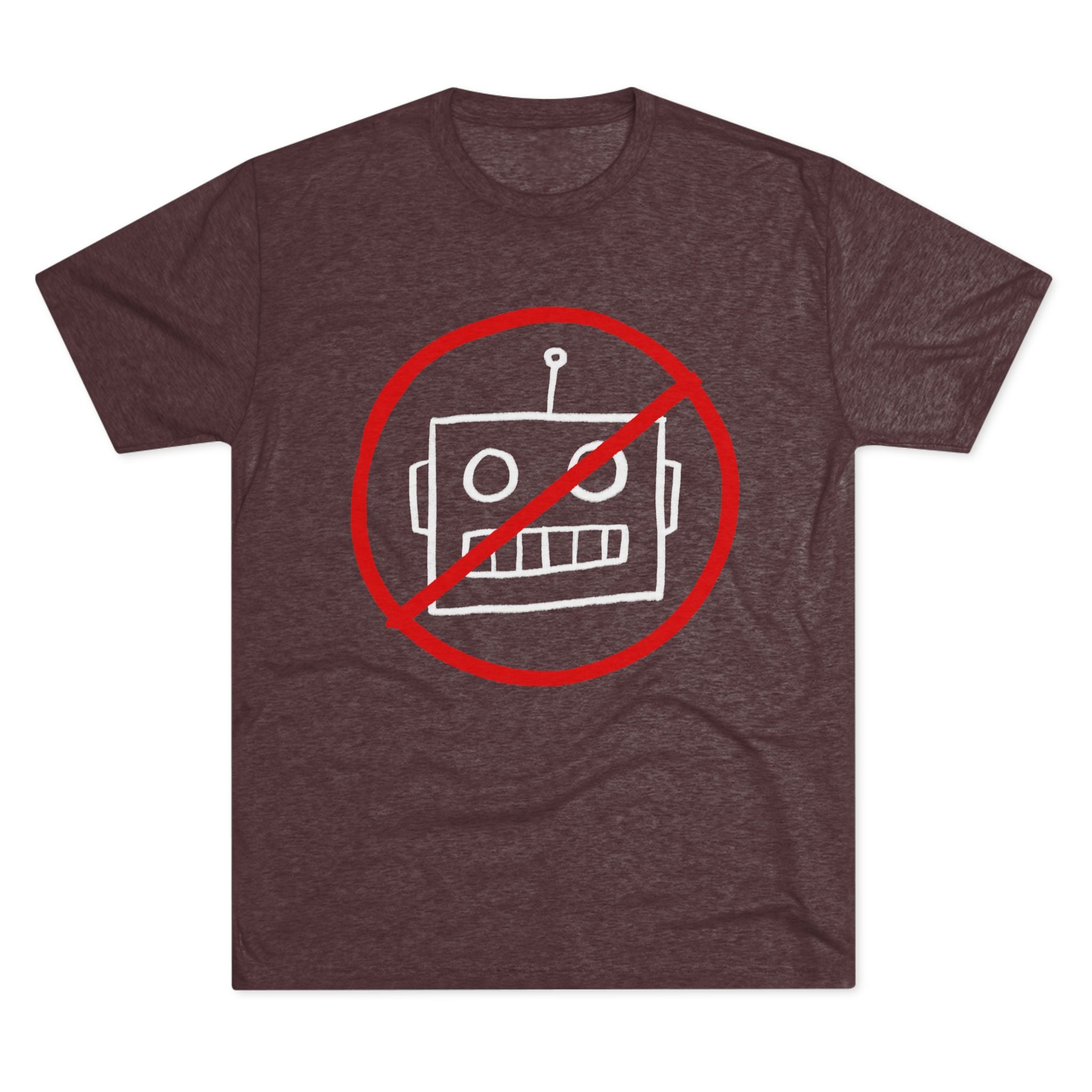 Unisex No AI Robot Tri-Blend Crew Tee