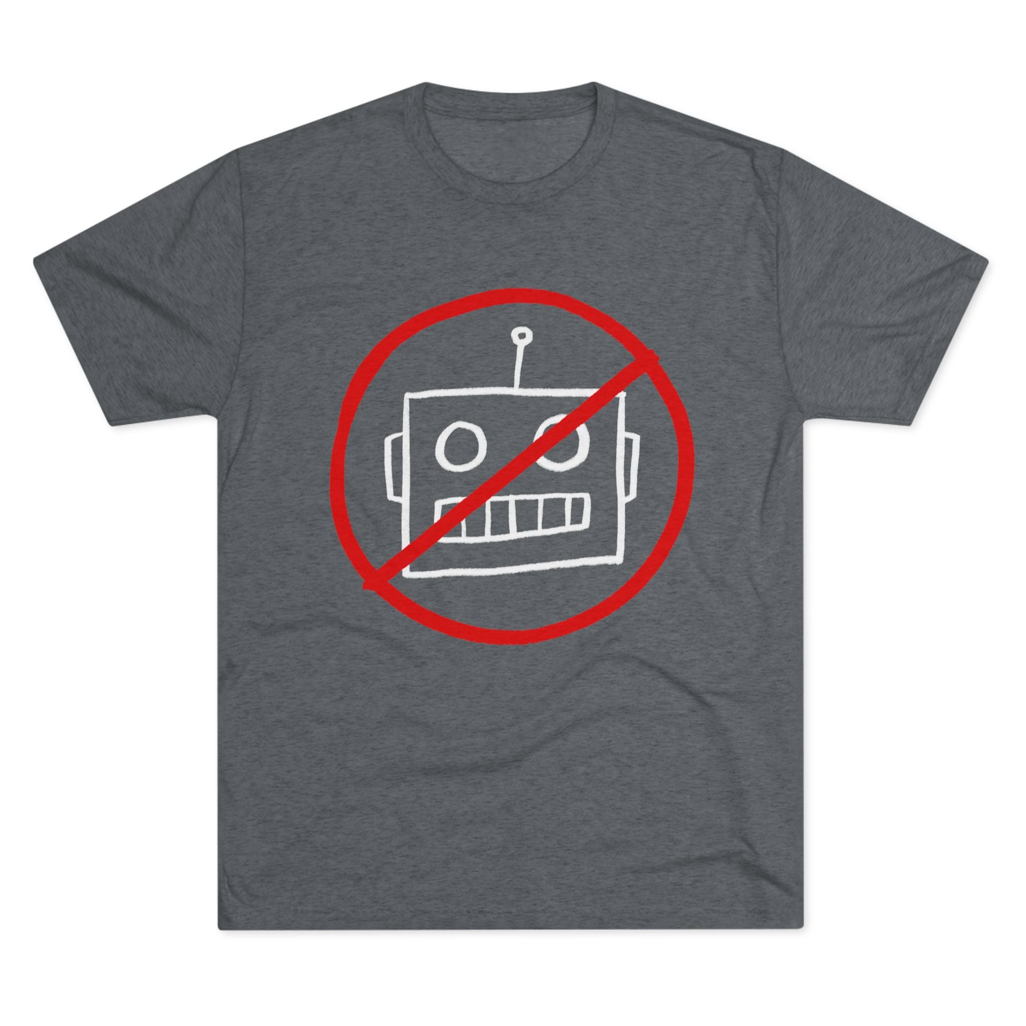 Unisex No AI Robot Tri-Blend Crew Tee