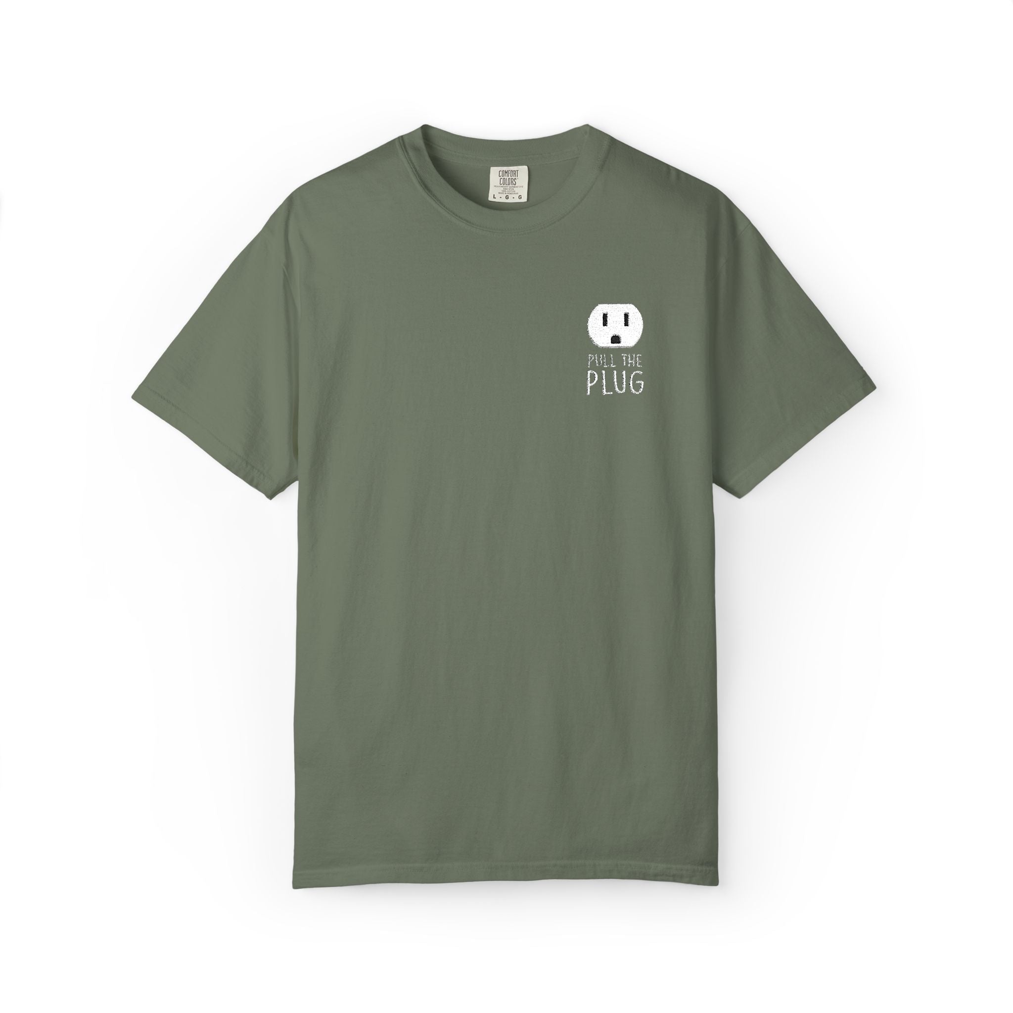 Pull The Plug Unisex T-shirt Pocket Design