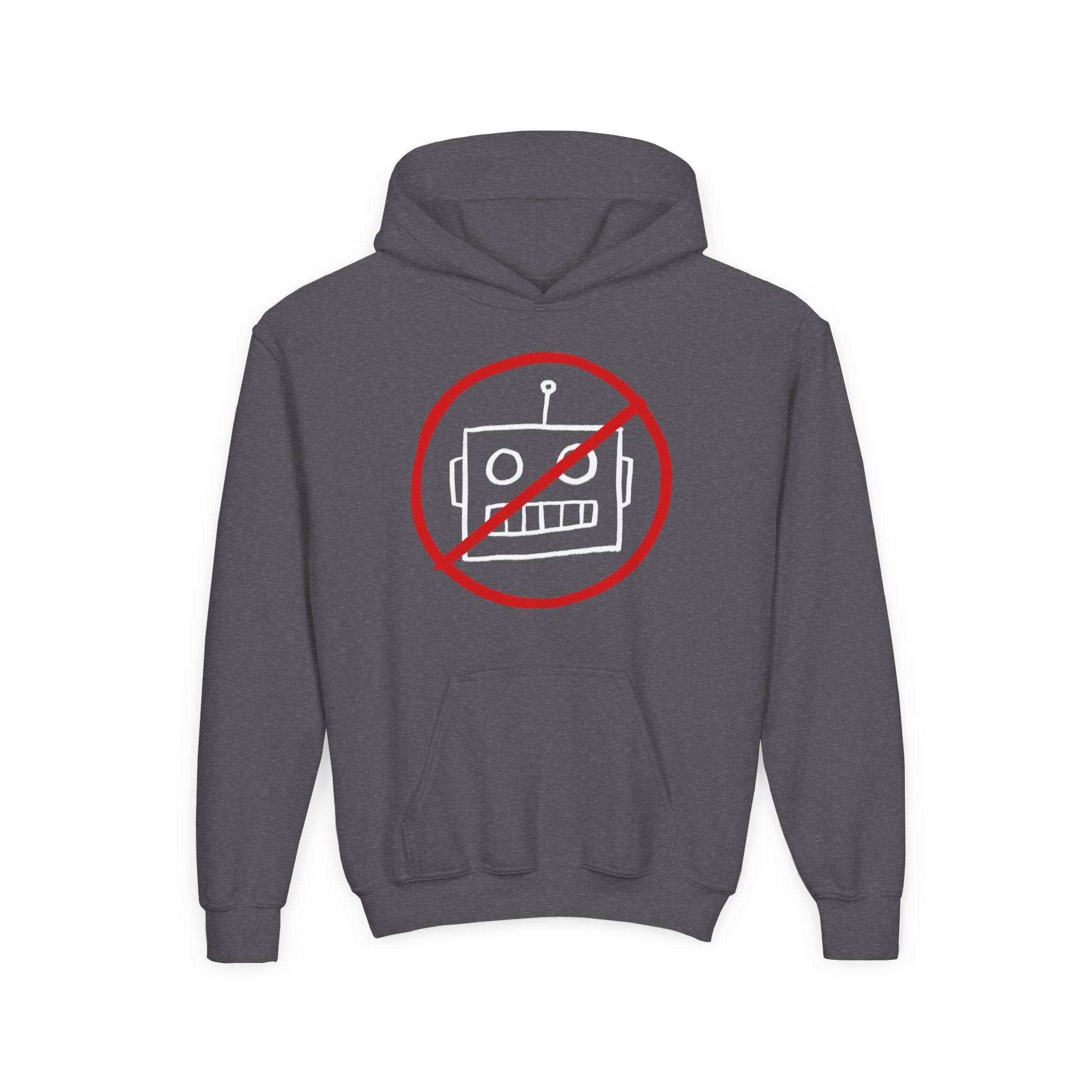 No AI Robot Youth Hooded Sweatshirt