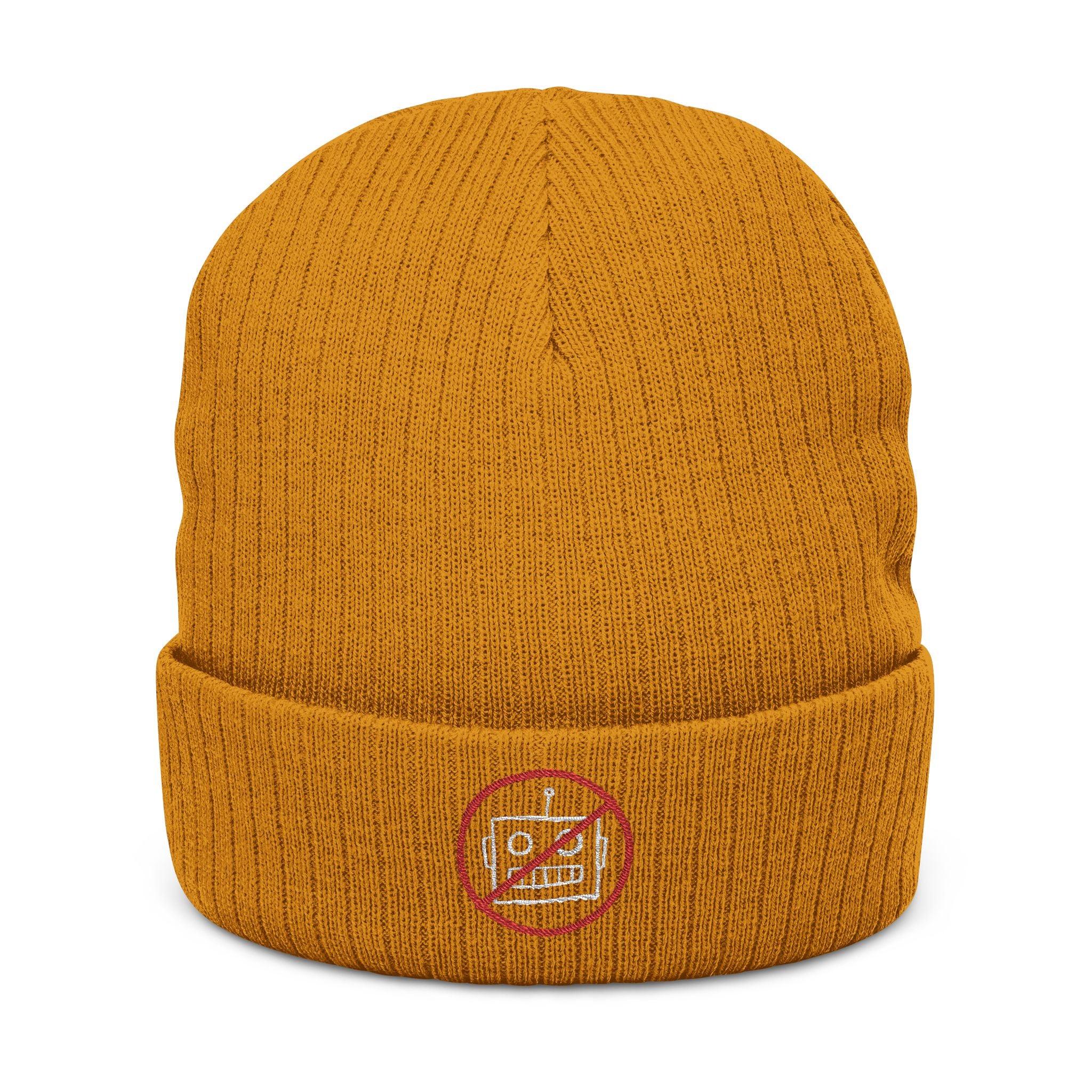 No AI Robot Ribbed Knit Beanie