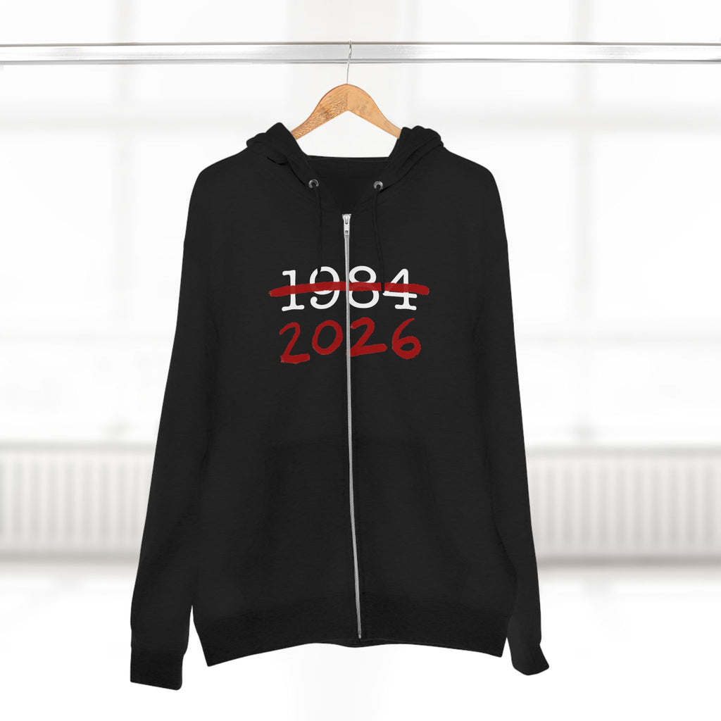 Anti Surveillance AI 1984 2026 Unisex Zip Hoodie