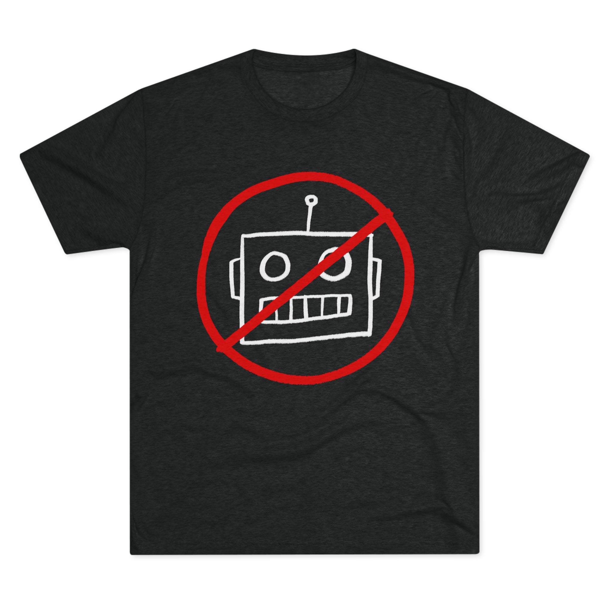 Unisex No AI Robot Tri-Blend Crew Tee