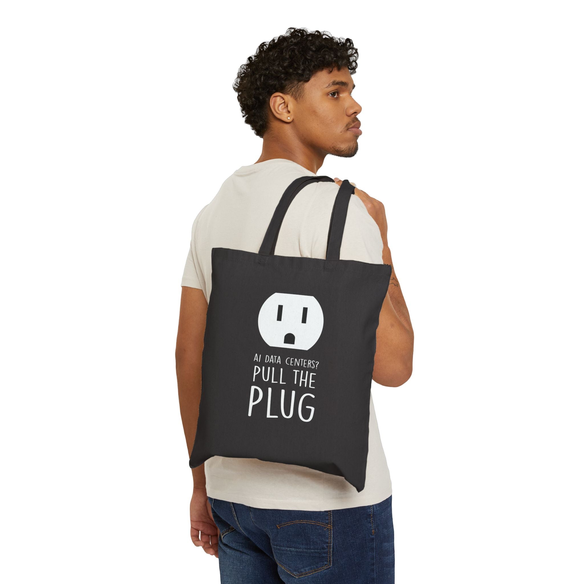 Anti Data Center Cotton Canvas Tote Bag