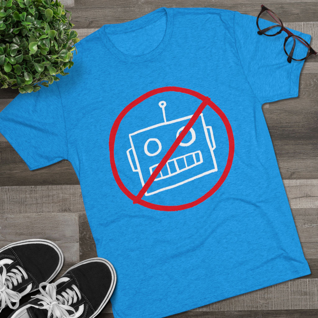 Unisex No AI Robot Tri-Blend Crew Tee