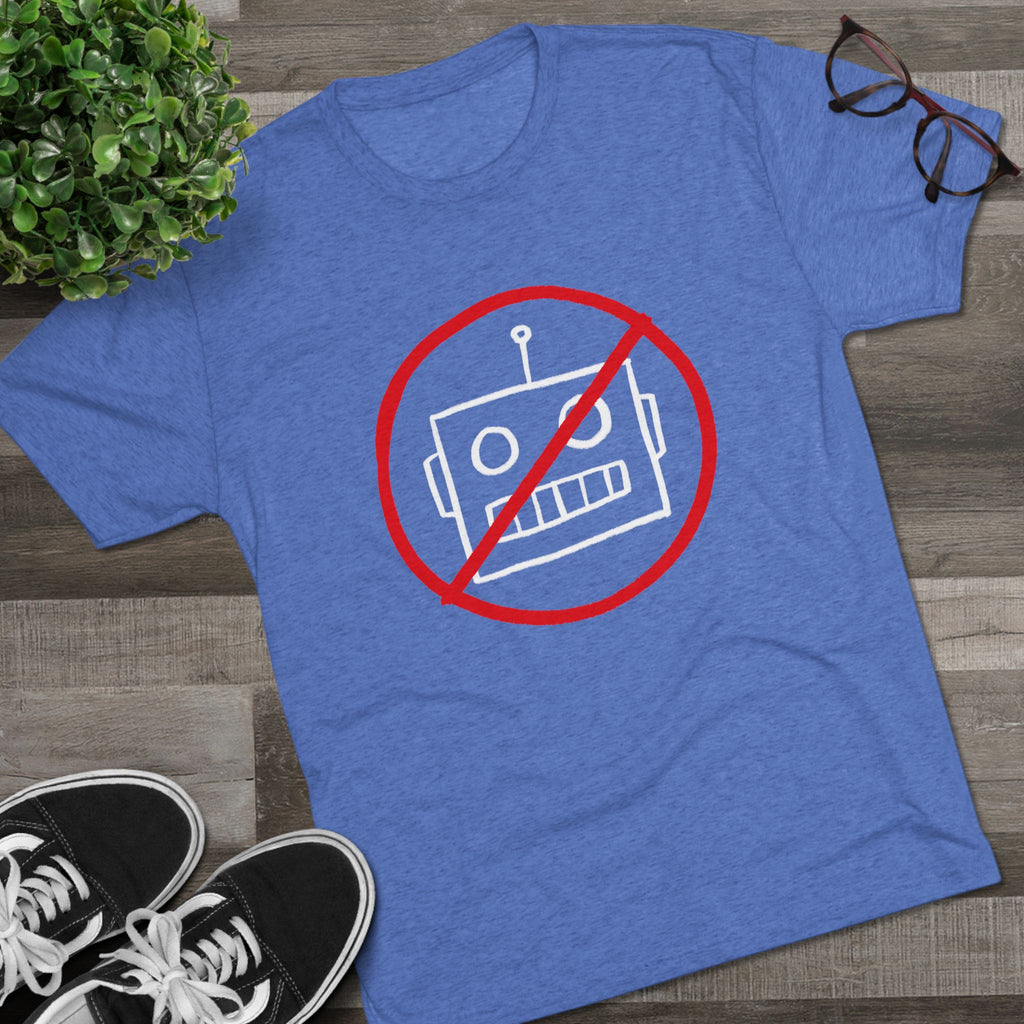 No AI Robot Unisex Tri-Blend Crew Tee