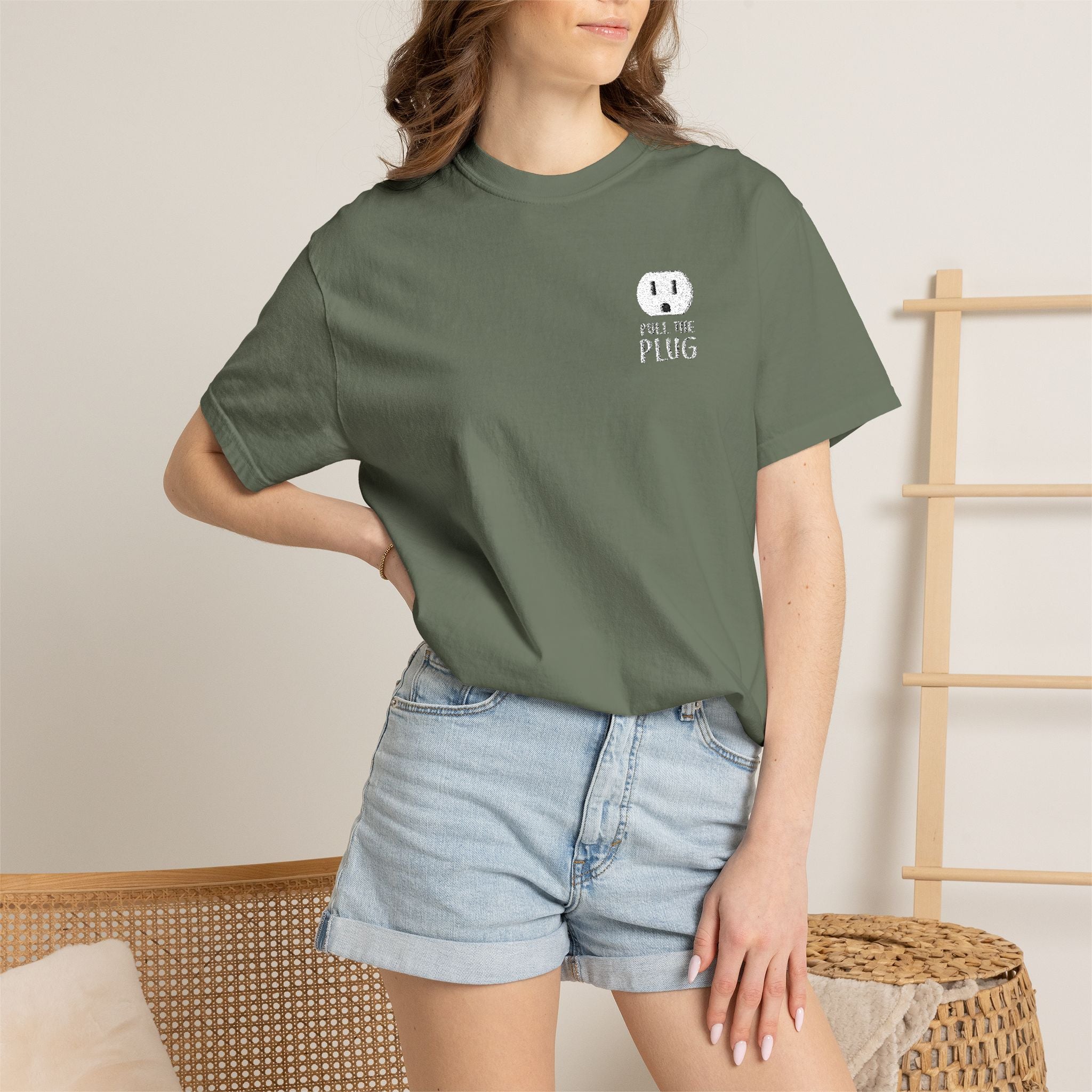 Pull The Plug Unisex T-shirt Pocket Design