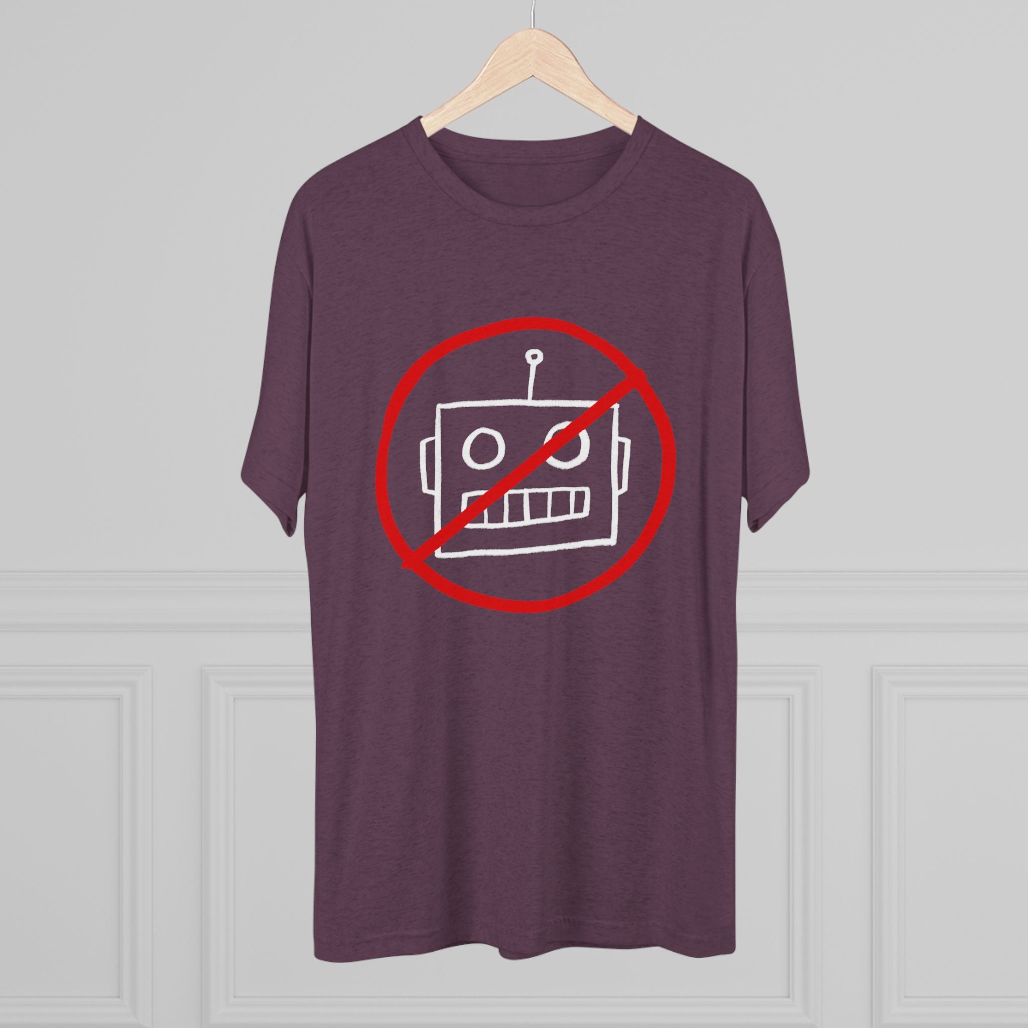 No AI Robot Unisex Tri-Blend Crew Tee