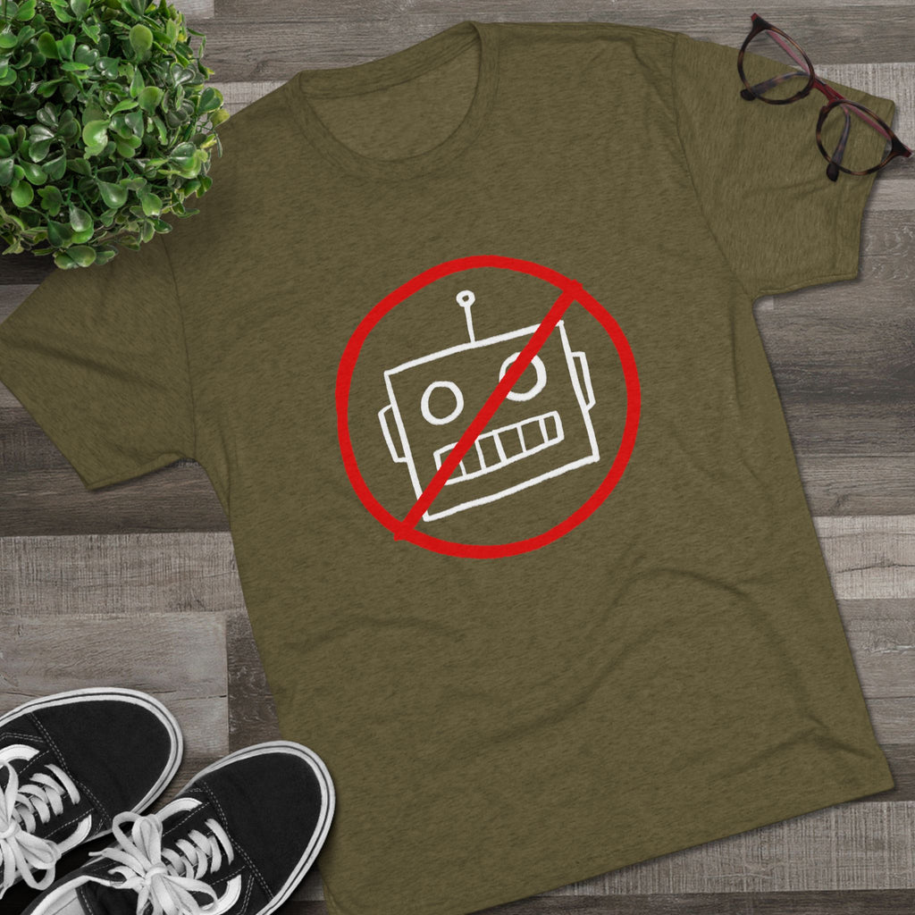 No AI Robot Unisex Tri-Blend Crew Tee
