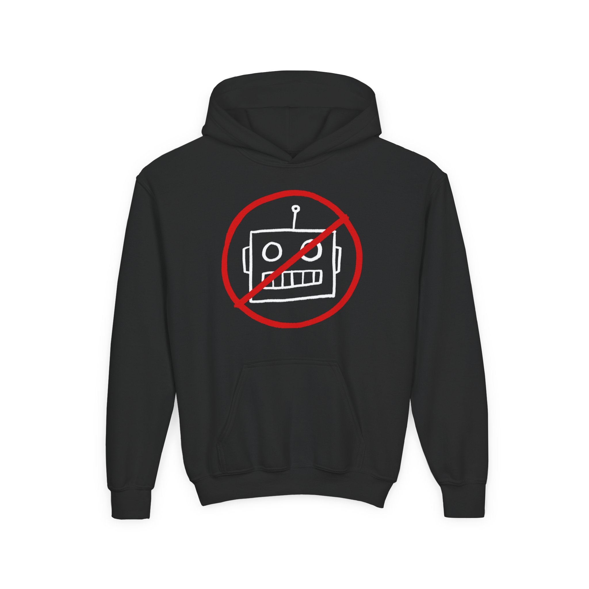 No AI Robot Youth Hooded Sweatshirt