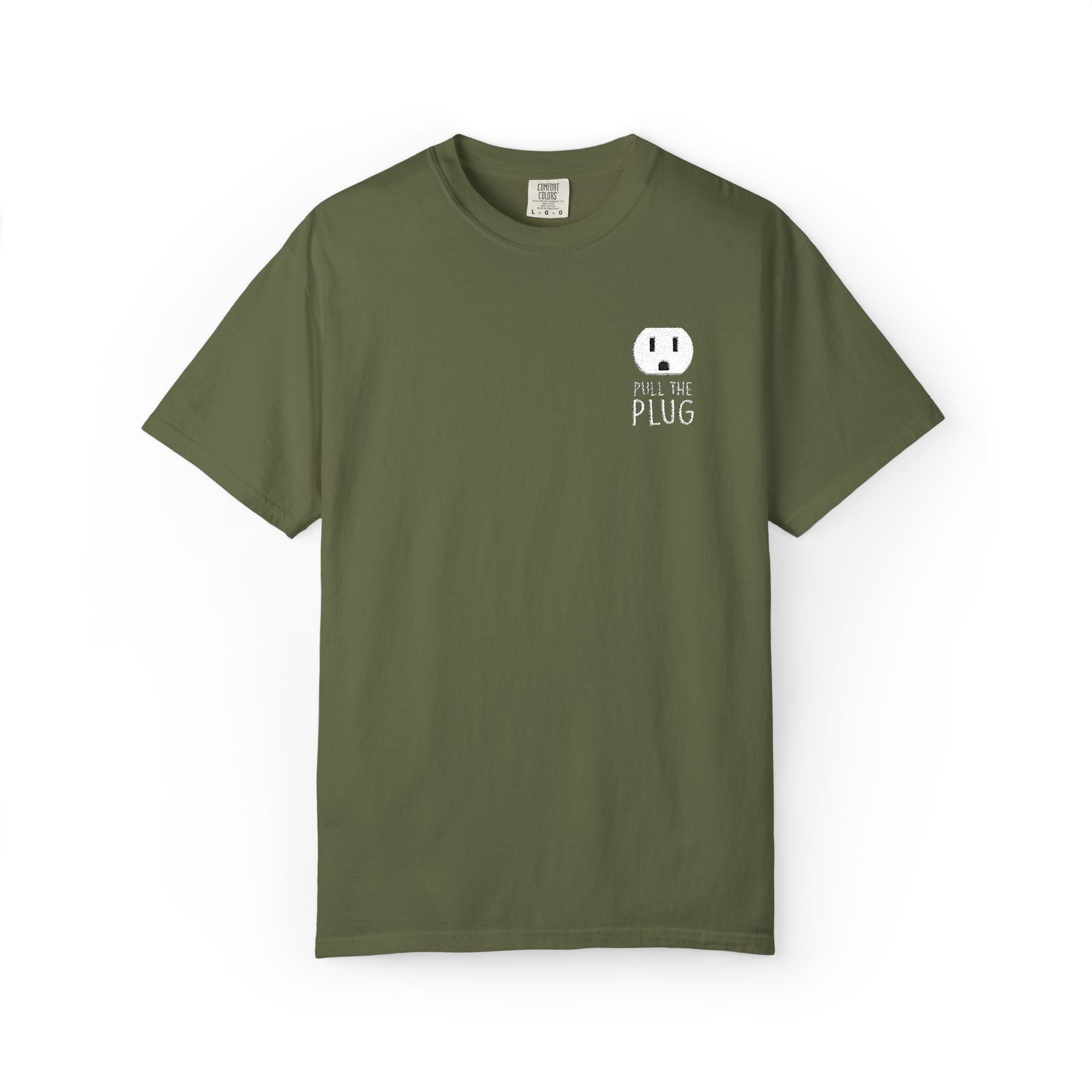 Pull The Plug Unisex T-shirt Pocket Design