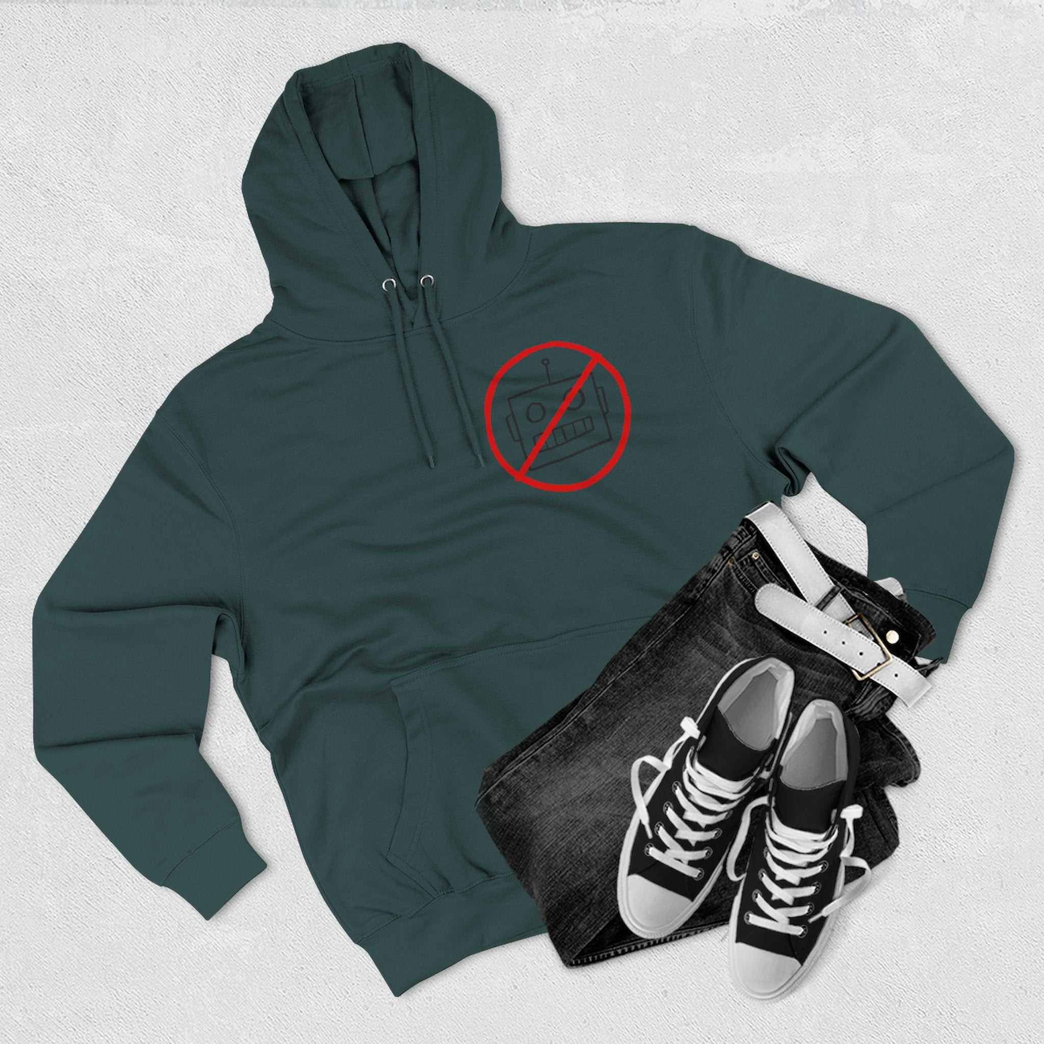 Robot Three-Panel Fleece Hoodie