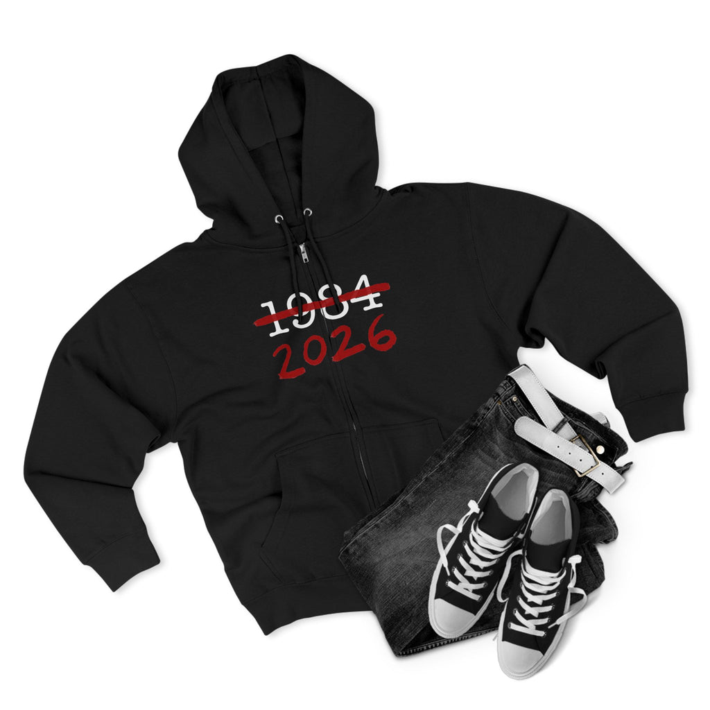 Anti Surveillance AI 1984 2026 Unisex Zip Hoodie
