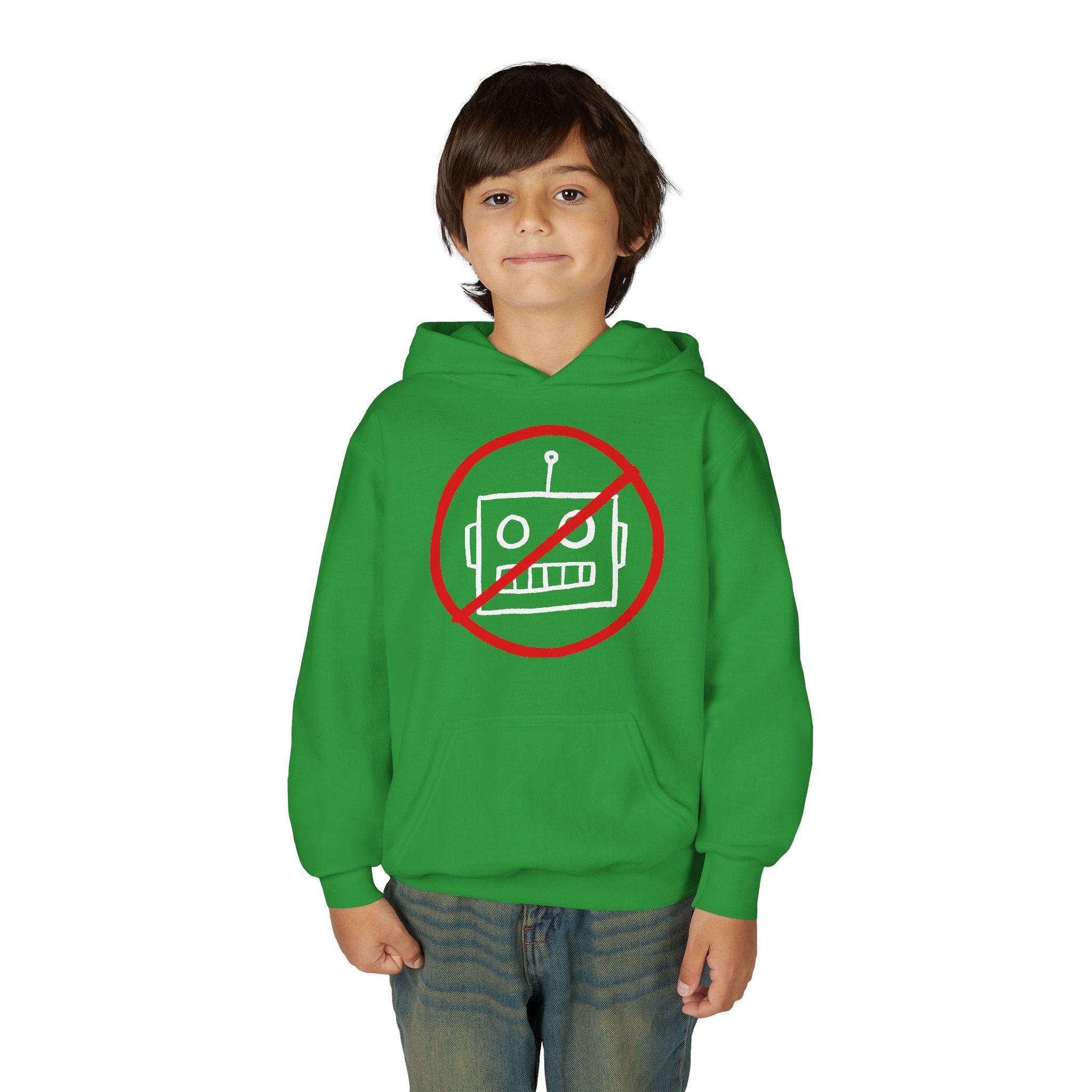 No AI Robot Youth Hooded Sweatshirt
