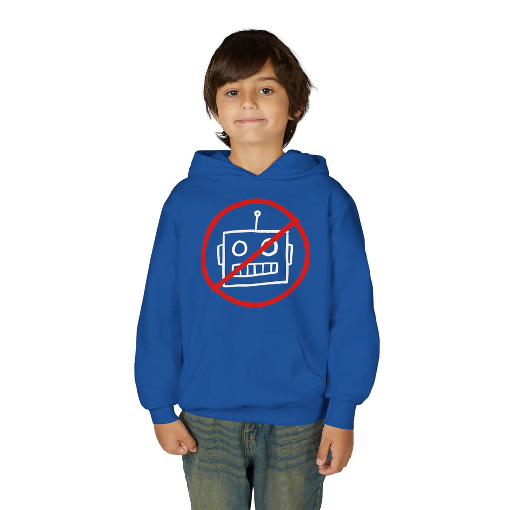 No AI Robot Youth Hooded Sweatshirt