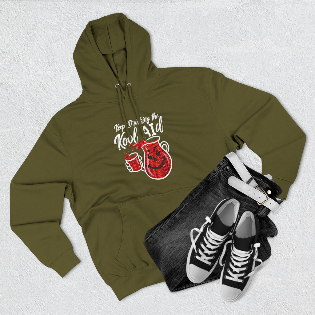 Anti AI KoolAId Three-Panel Fleece Hoodie