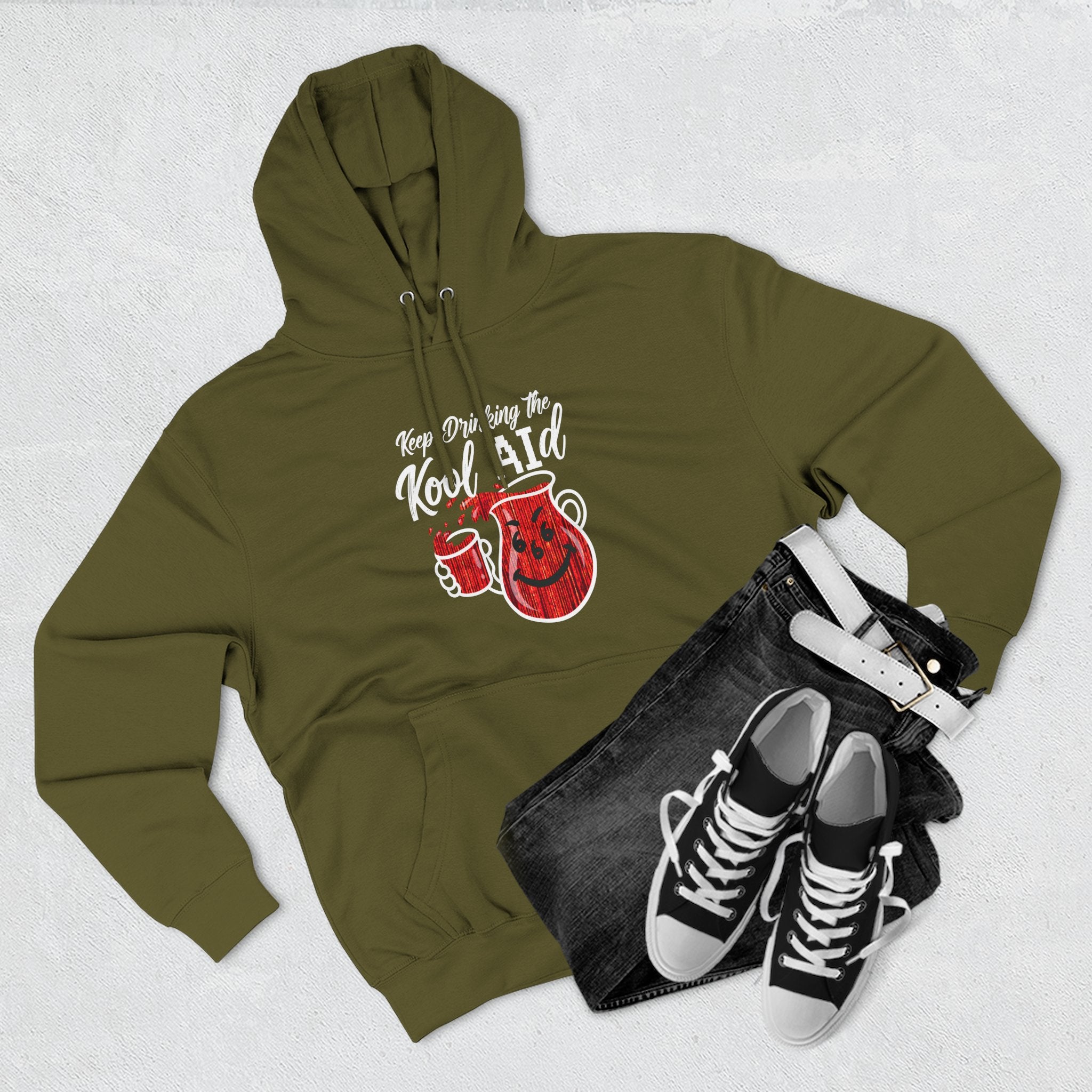 Anti AI KoolAId Three-Panel Fleece Hoodie