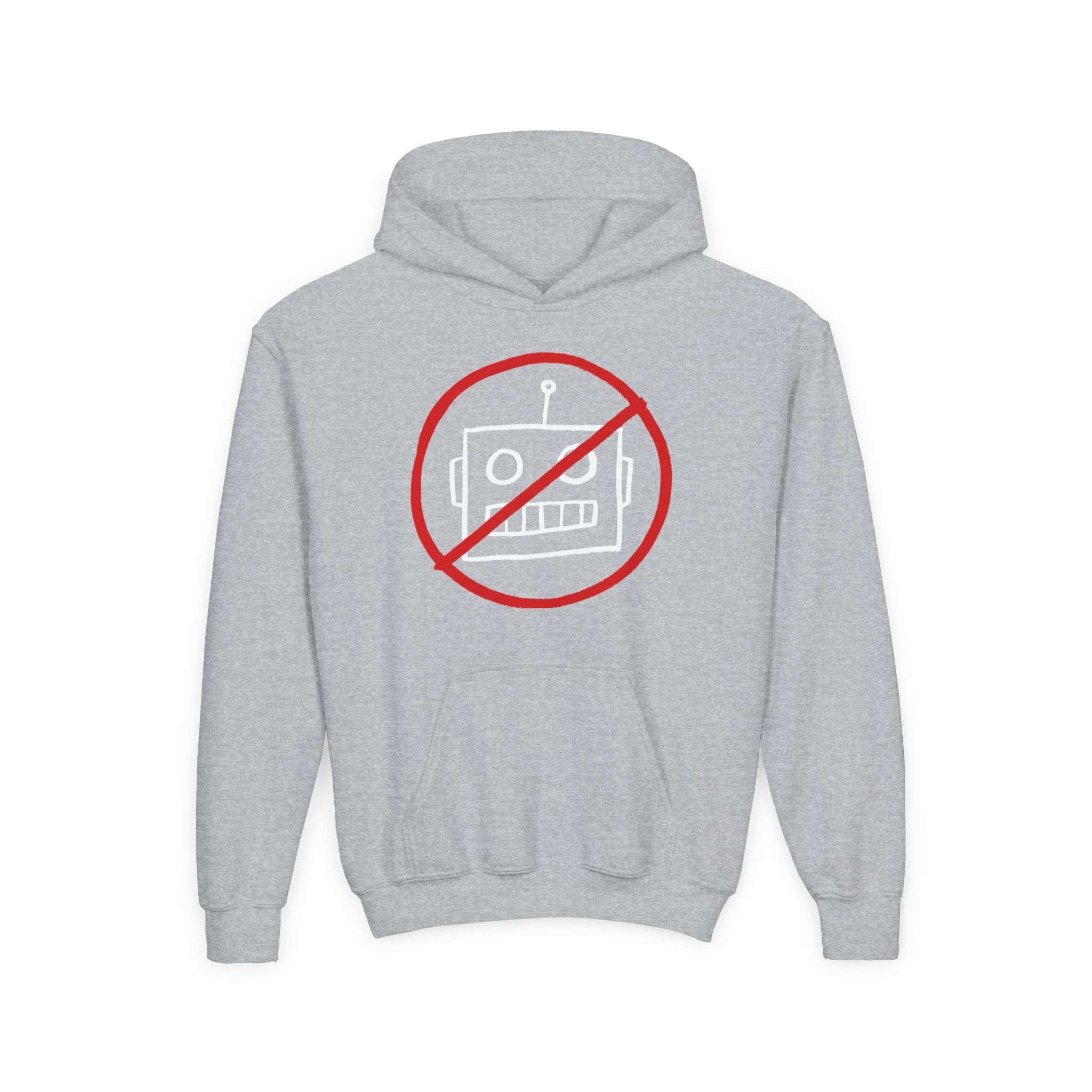 No AI Robot Youth Hooded Sweatshirt