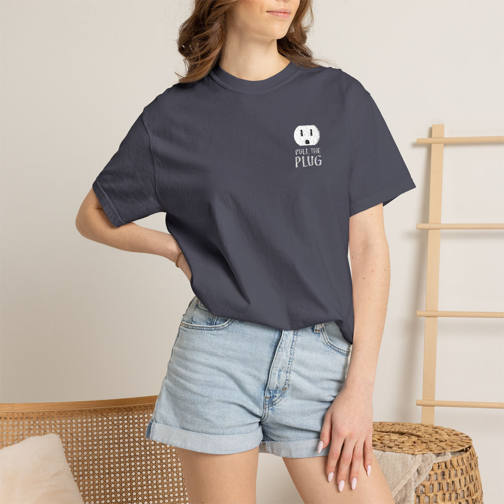 Pull The Plug Unisex T-shirt Pocket Design