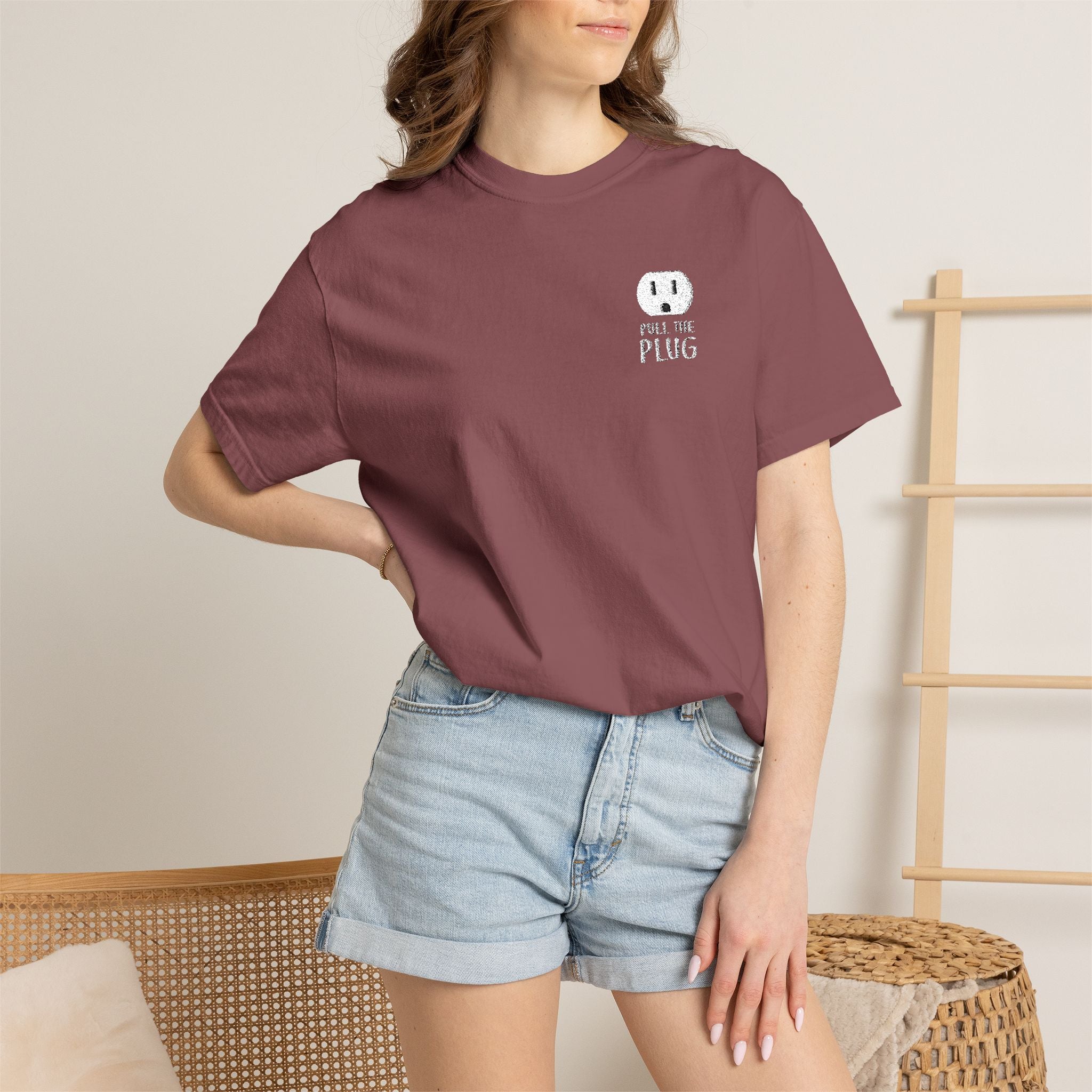Pull The Plug Unisex T-shirt Pocket Design
