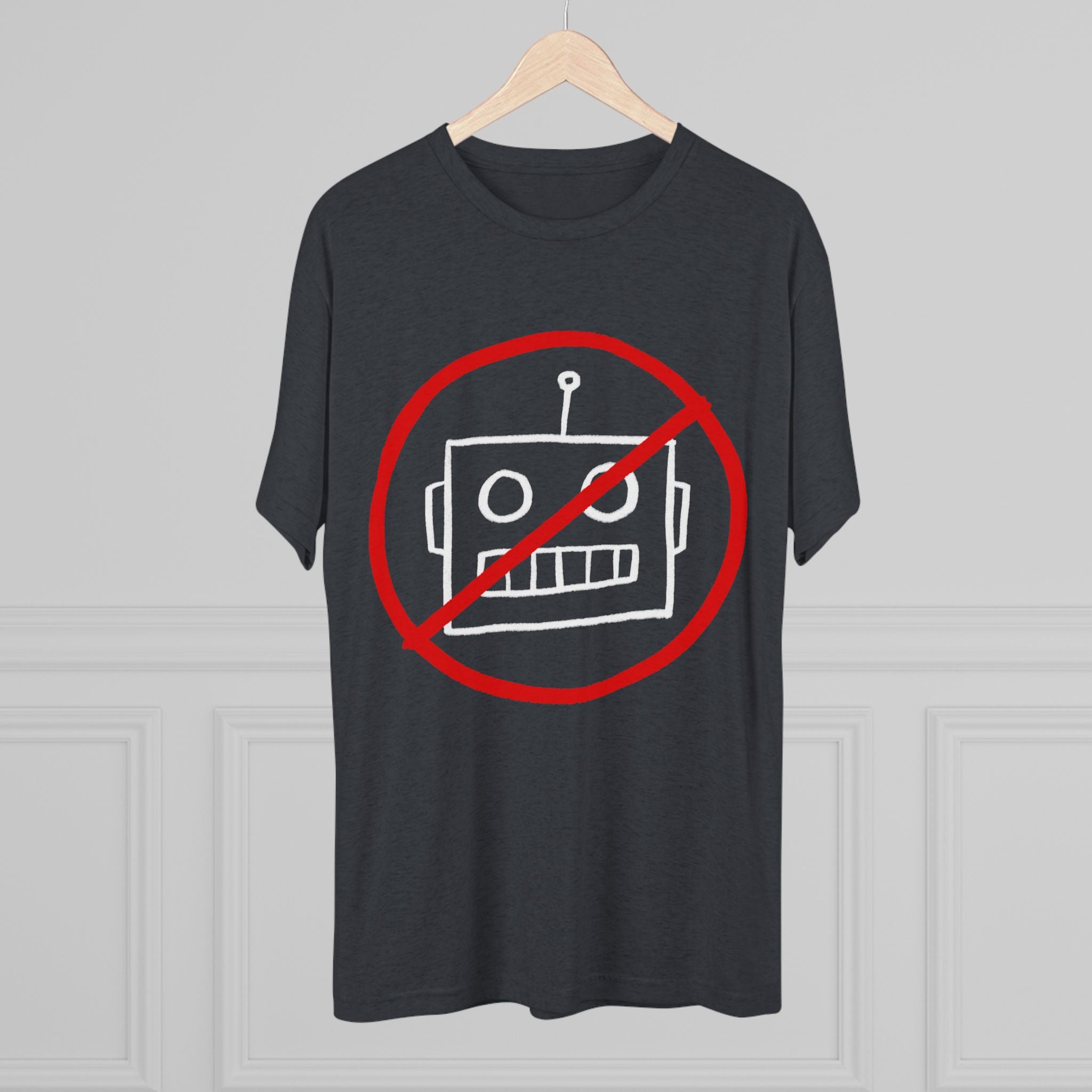 Unisex No AI Robot Tri-Blend Crew Tee
