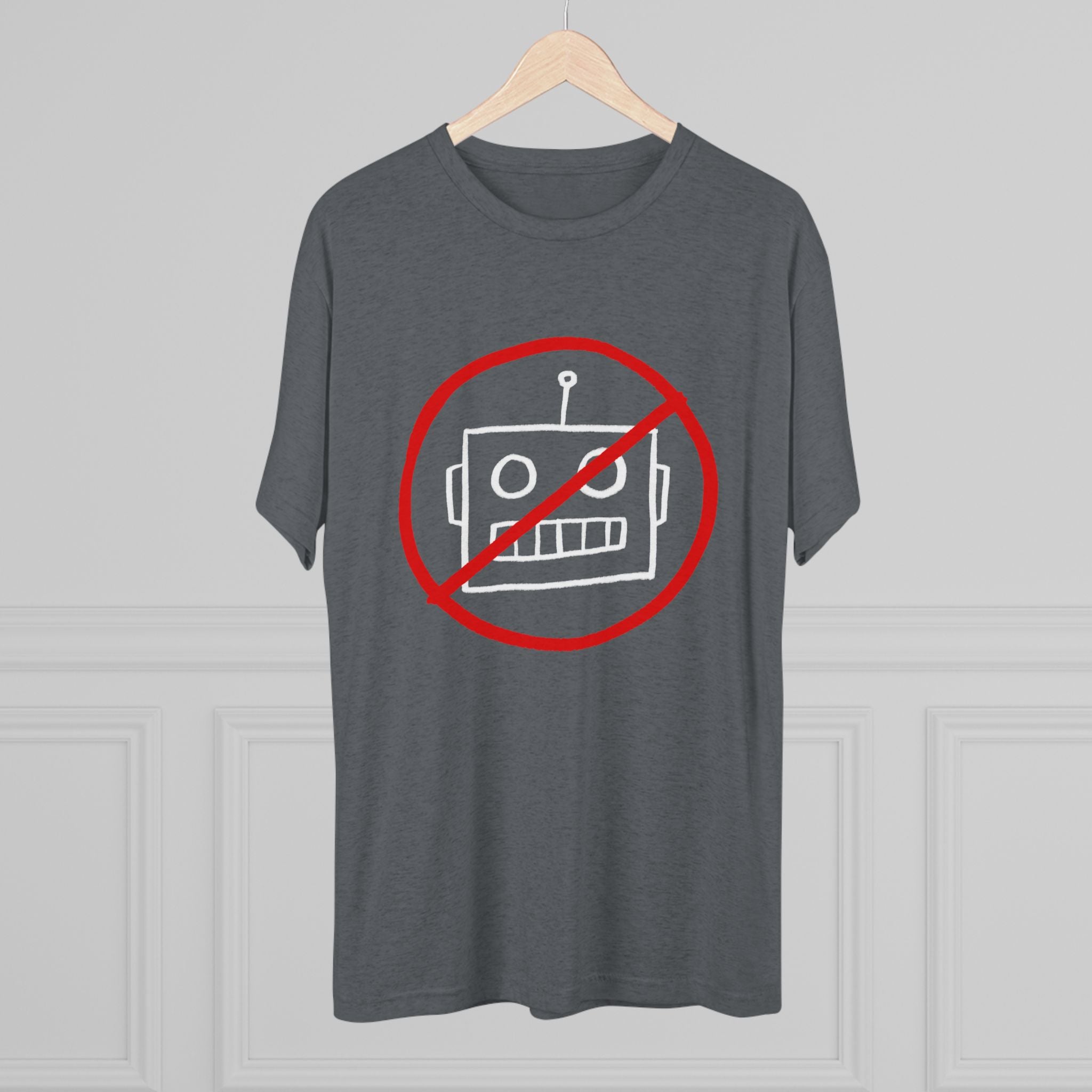 No AI Robot Unisex Tri-Blend Crew Tee