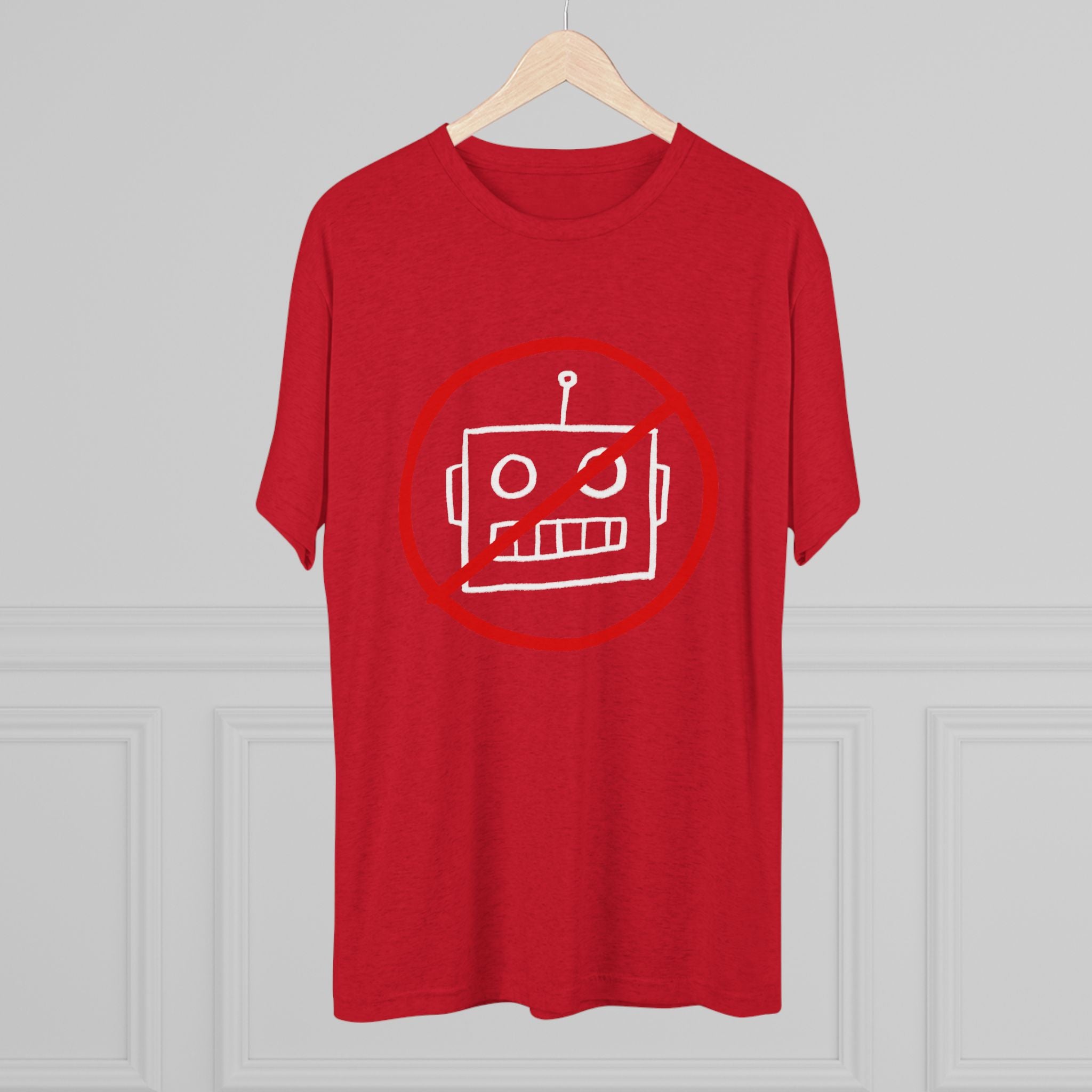 No AI Robot Unisex Tri-Blend Crew Tee