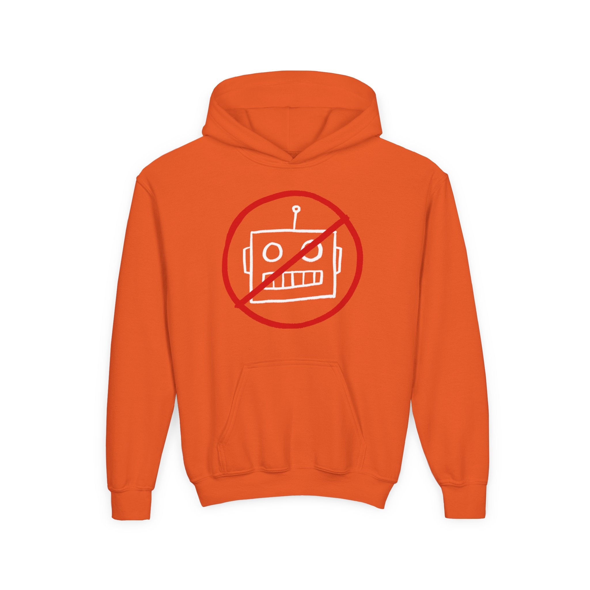 No AI Robot Youth Hooded Sweatshirt